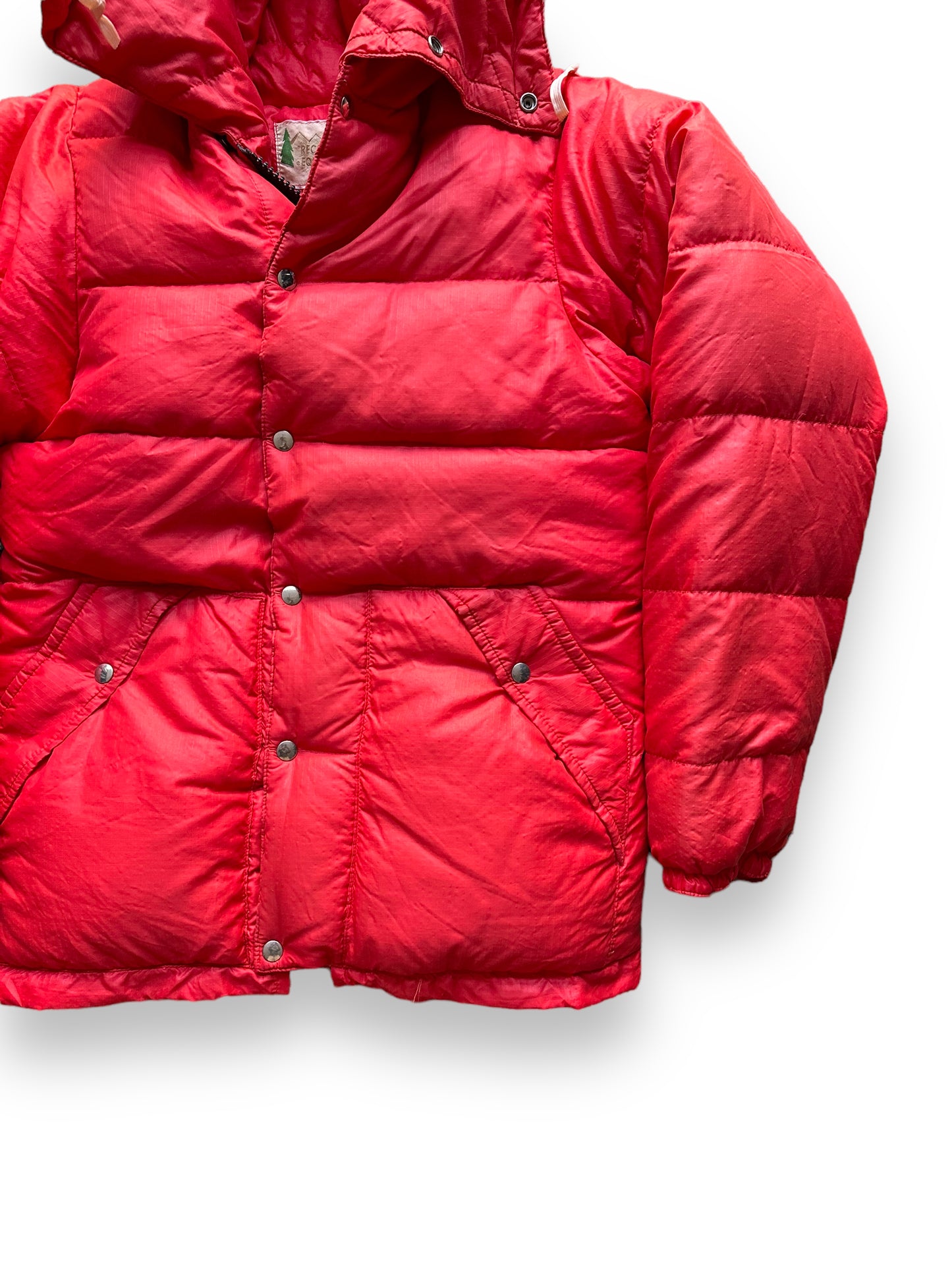 Front Left View of Vintage Red REI Goose Down Puffer Jacket SZ XS | Vintage Puffer Jacket Seattle | Barn Owl Vintage Seattle