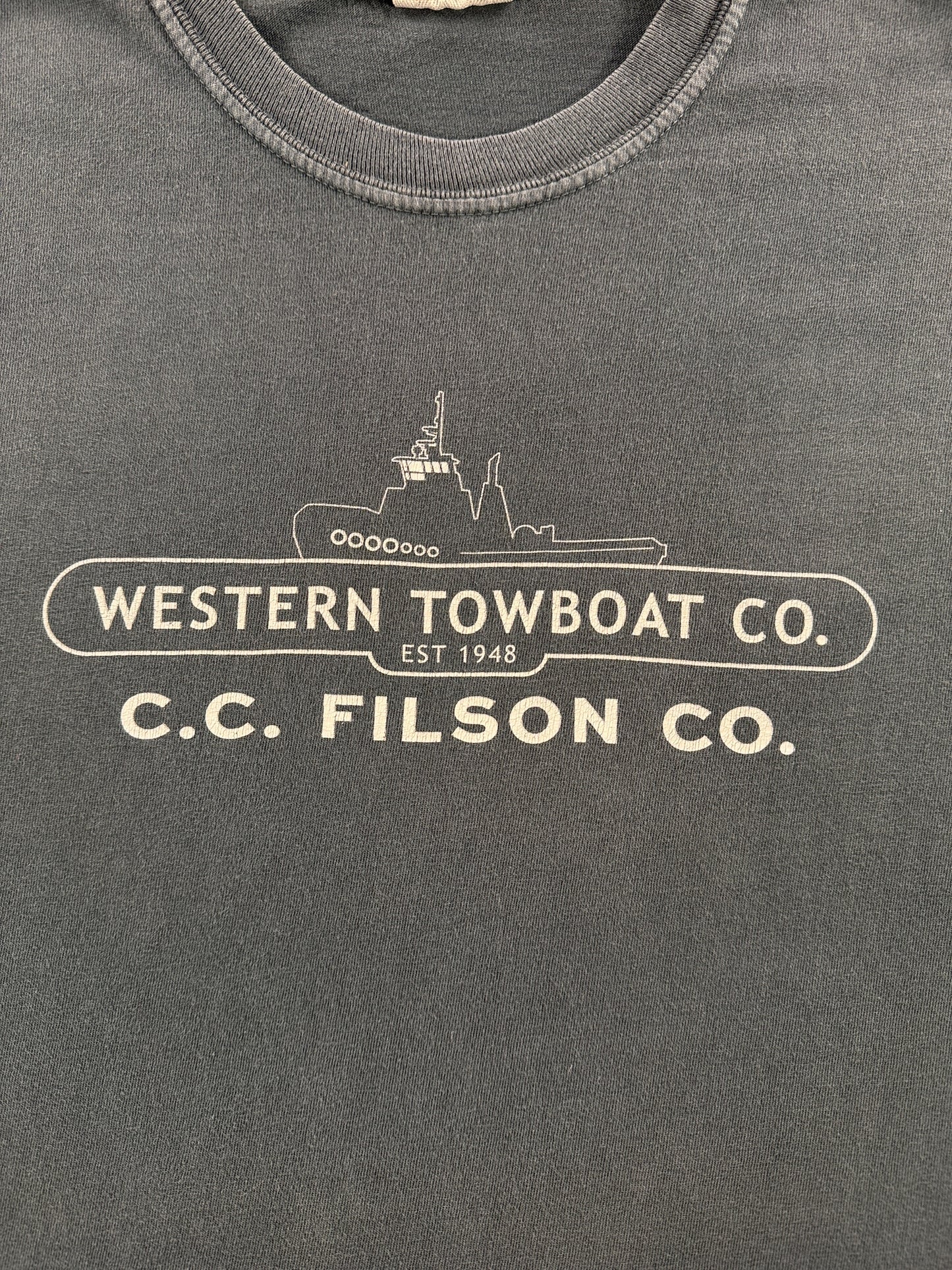 Front Graphic of Modern Filson Western Towboat Tee SZ M