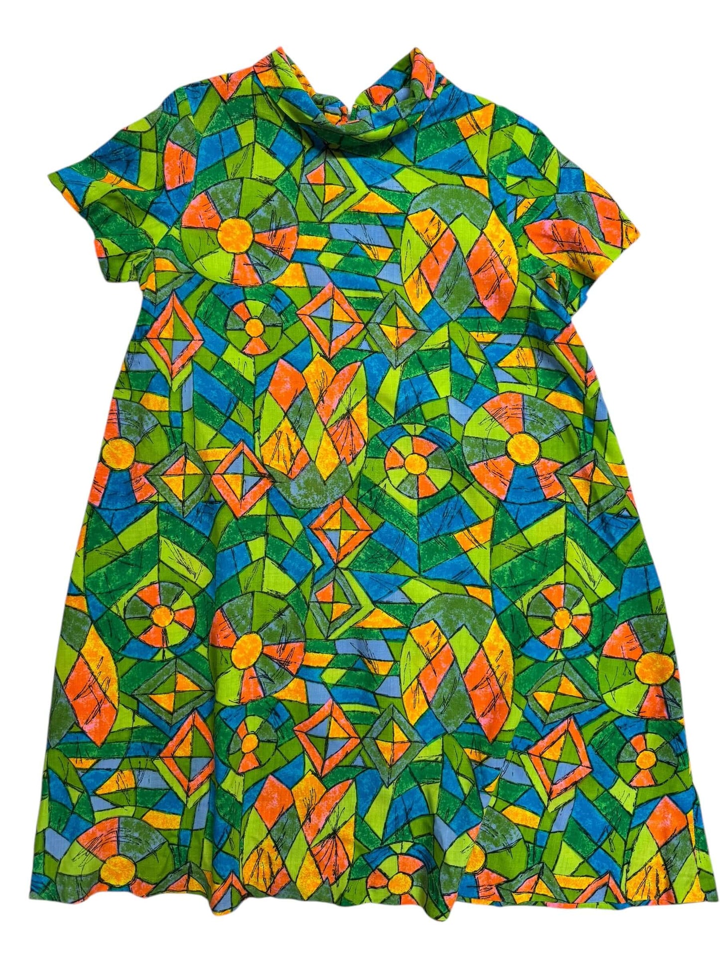 Front view of 1960s Geometric Mini Dress L