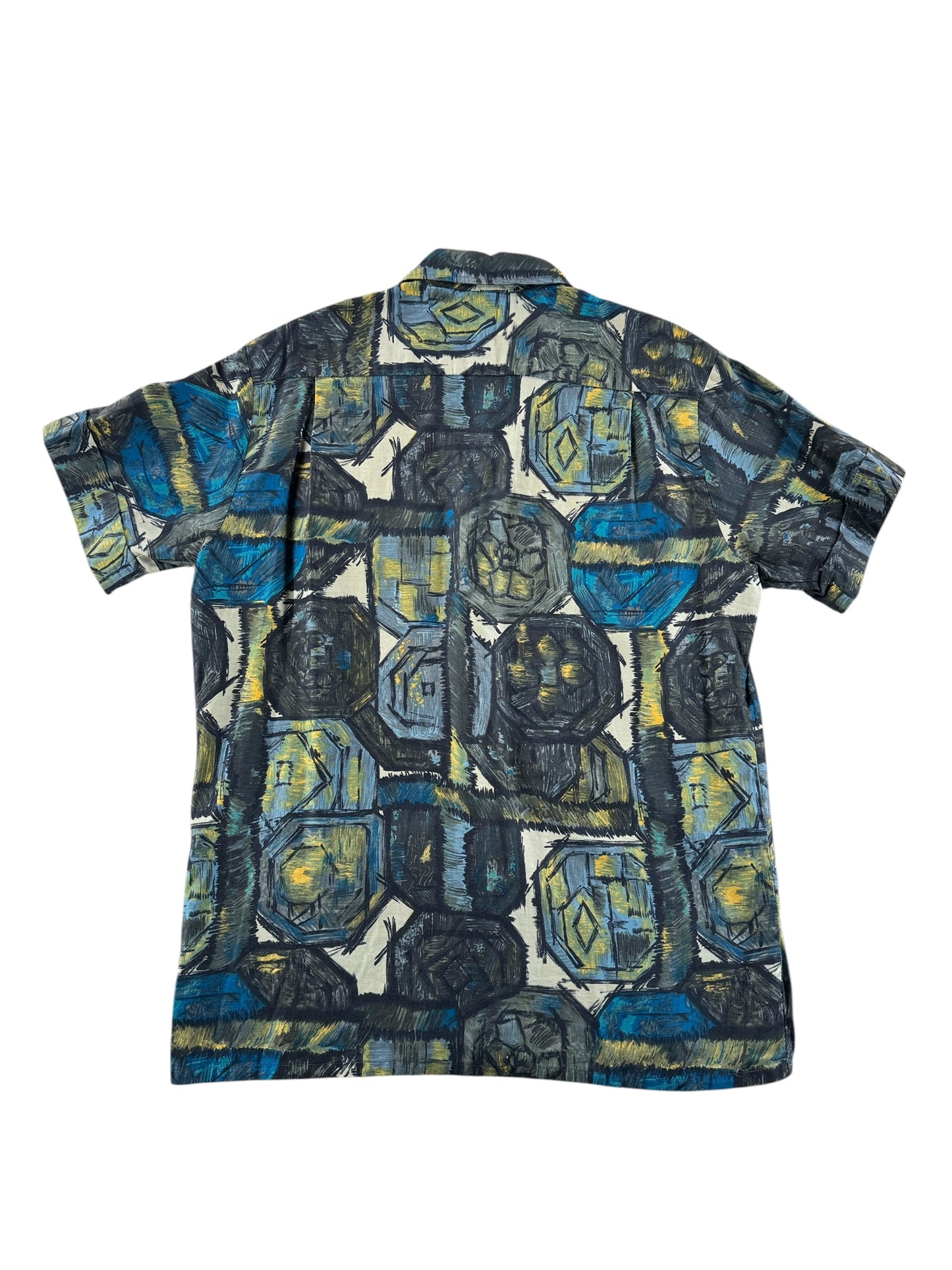 Back of Vintage Duke of Hollywood Cotton Aloha Shirt SZ M