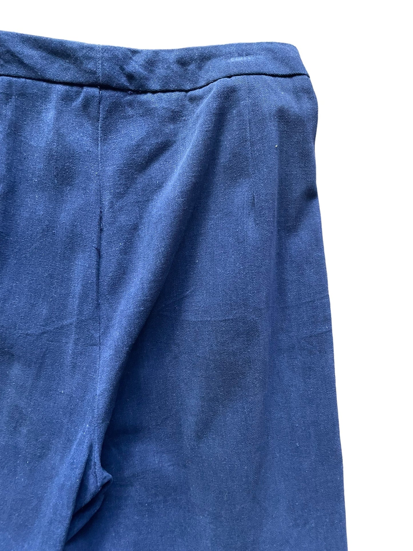 Back righ view of Vintage 1970s Navy Moleskin Wide Leg Bells W26 | Barn Owl Vintage Seattle | Vintage 70s Moleskin Trousers