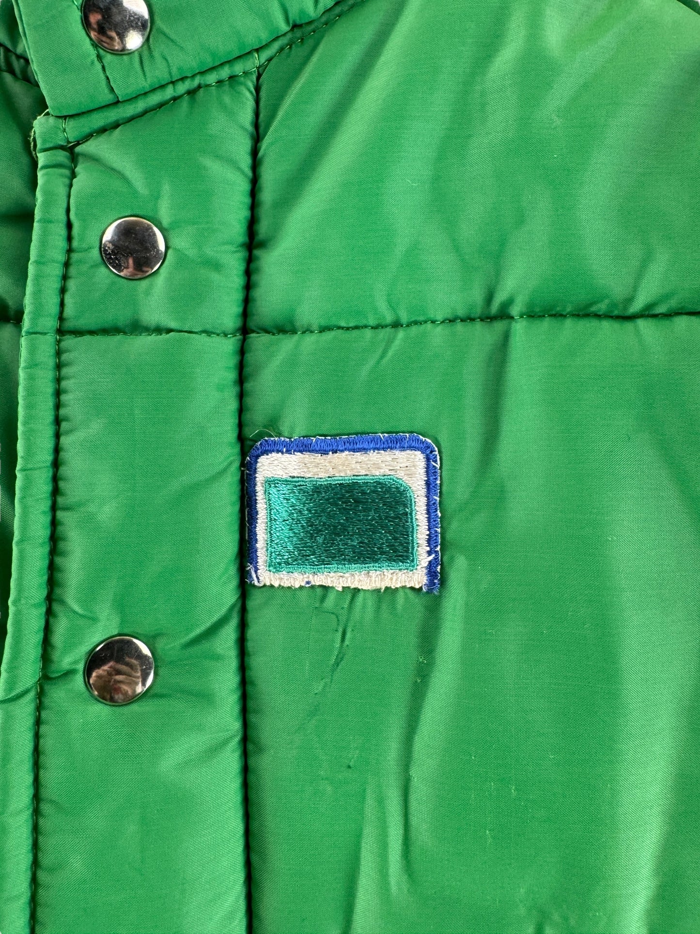 Patch on Vintage 70s Swingster Green Puffer Jacket SZ M
