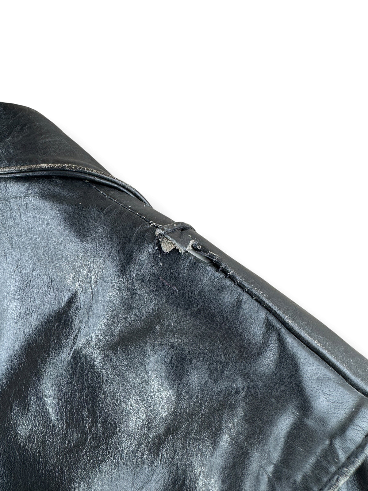 Ware on back shoulder of Vintage Made in Mexico Leather Biker Jacket SZ 48