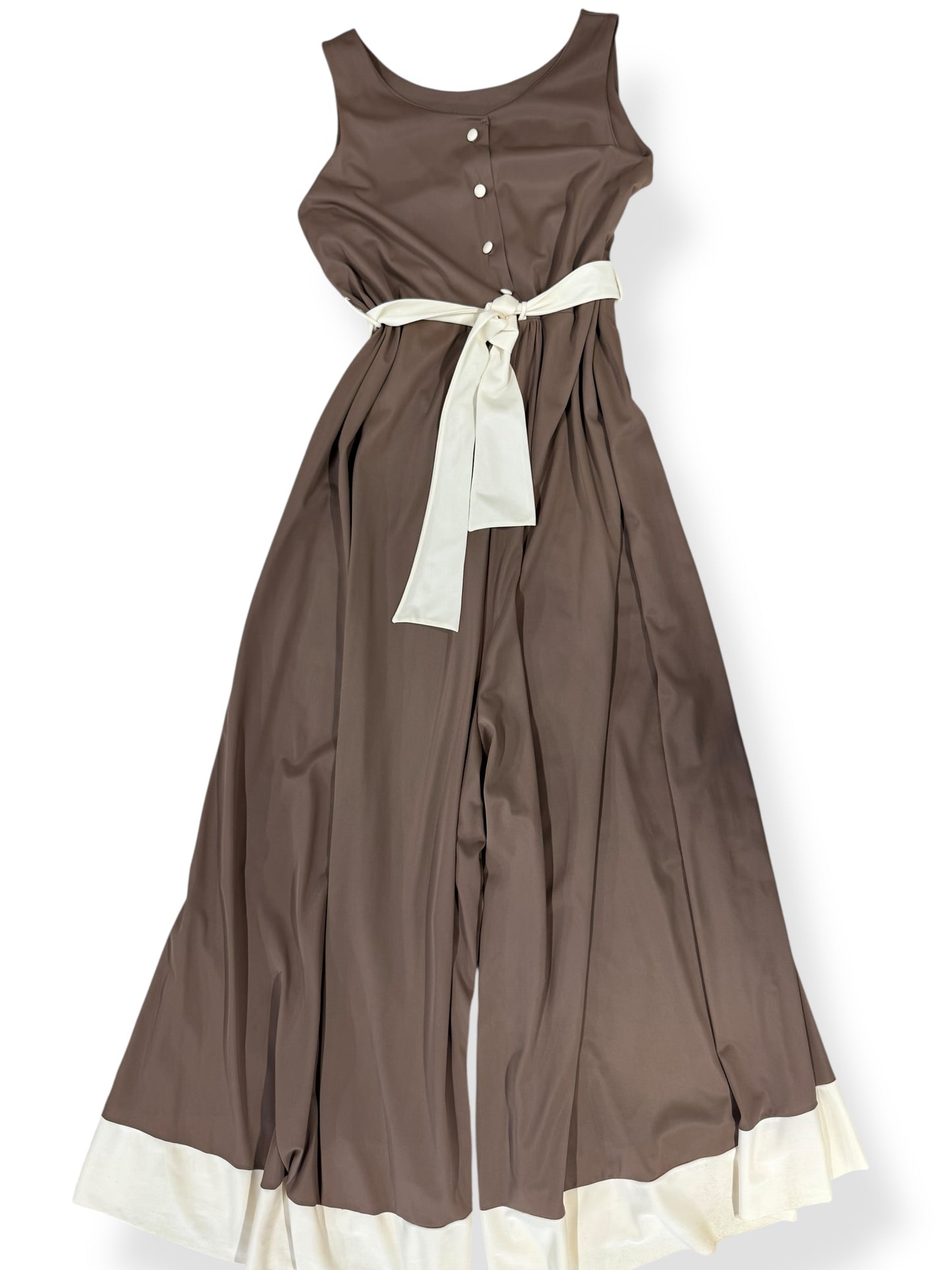 70s Brown/Cream Palazzo Pant Jumper M