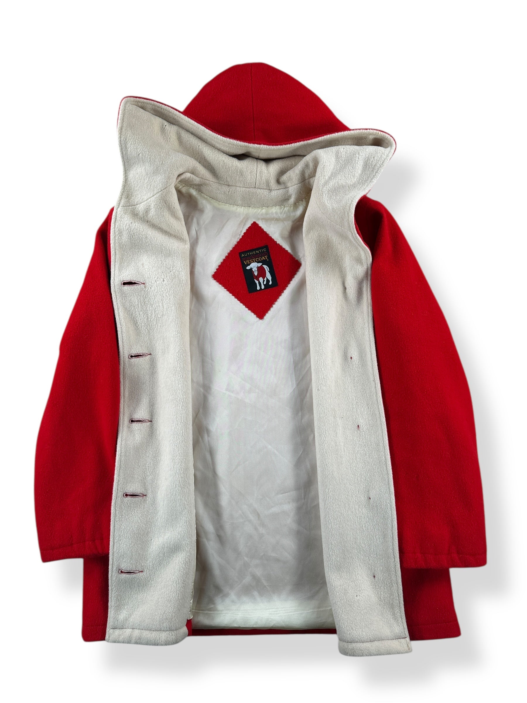 Inside of Vintage Mackintosh Little Red Riding Hood Coat SZ M