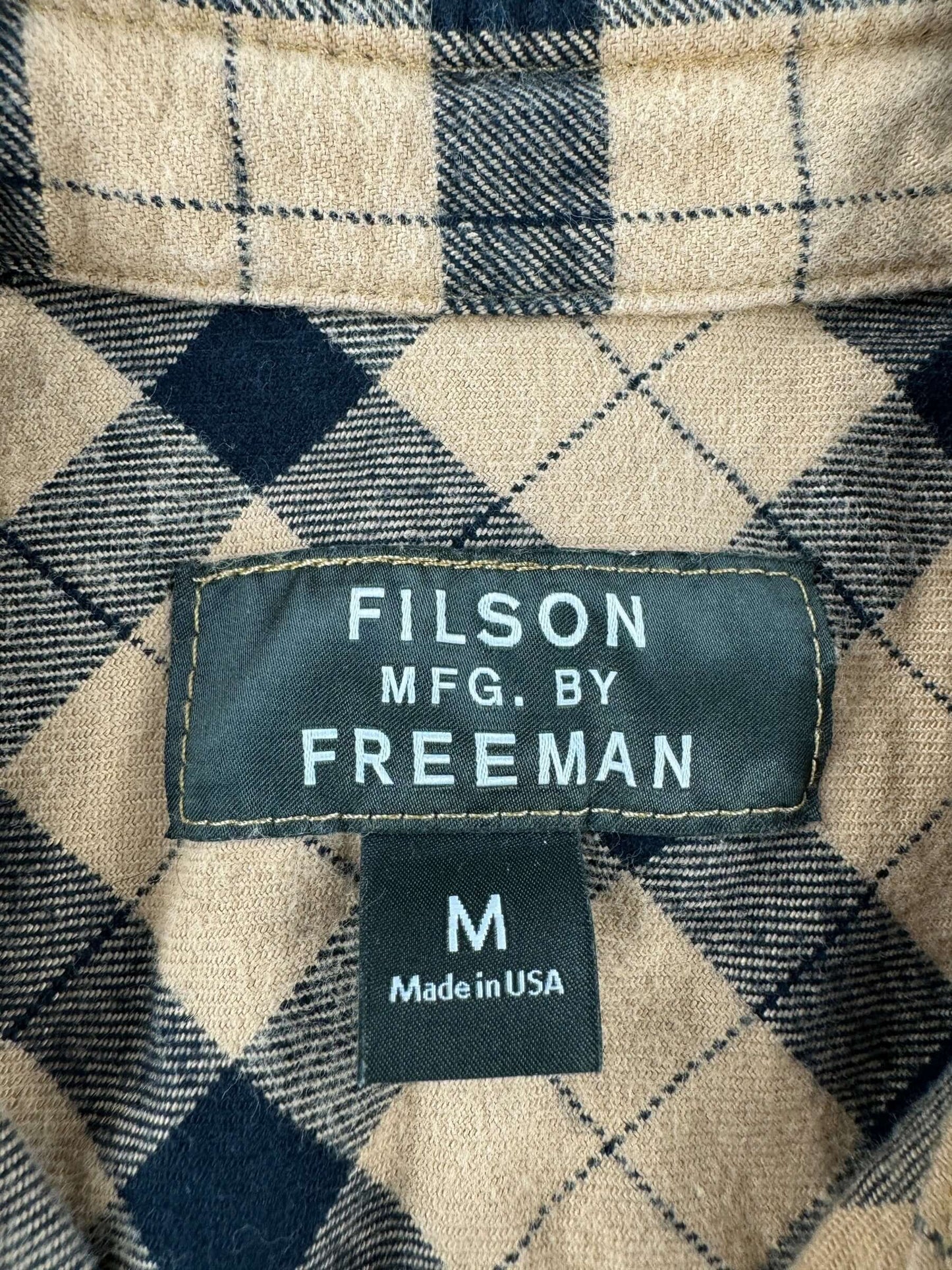 Label on Filson x Freeman Weathervane Flannel SZ M