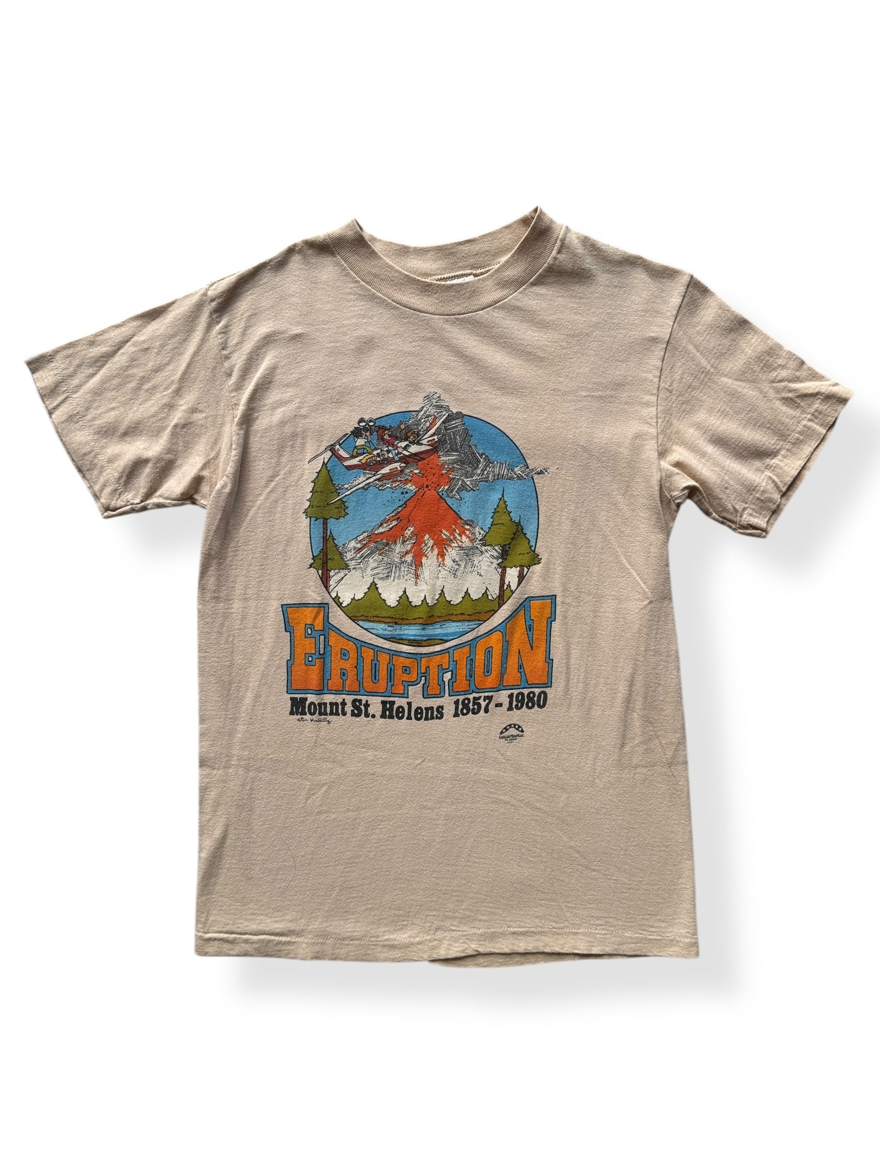 Front of Vintage Cascade Mountain Mt St Helens Eruption Tee SZ S