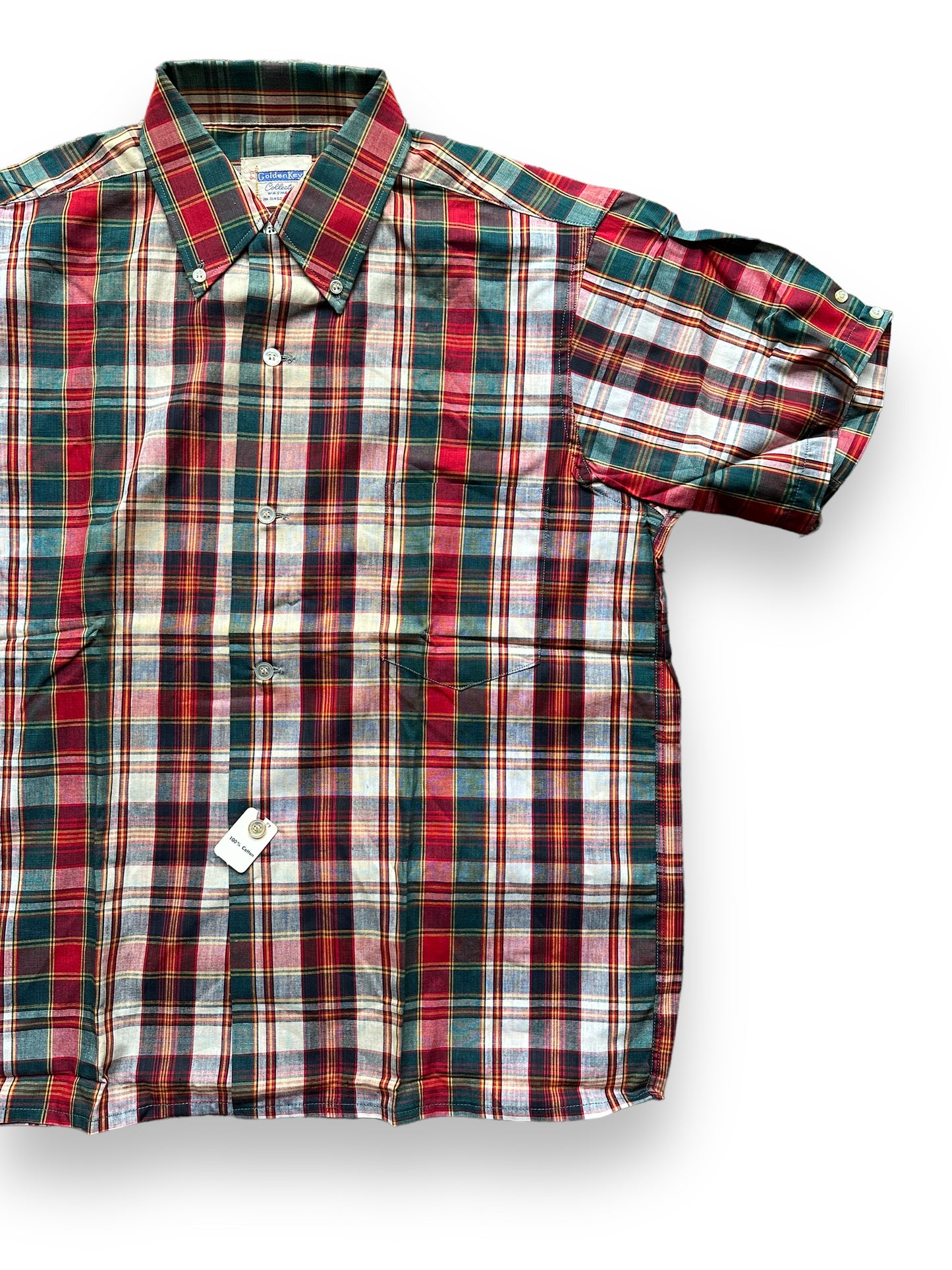 Front Left View of Vintage Deadstock Golden Key Short Sleeve Button Up Shirt SZ M | Vintage New Old Stock Shirt Seattle | Barn Owl Vintage Seattle