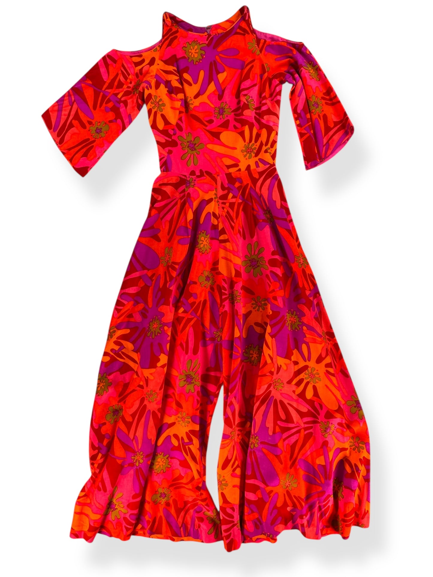Front 1960s Waltah Clark's Aloha Palazzo Pantsuit S