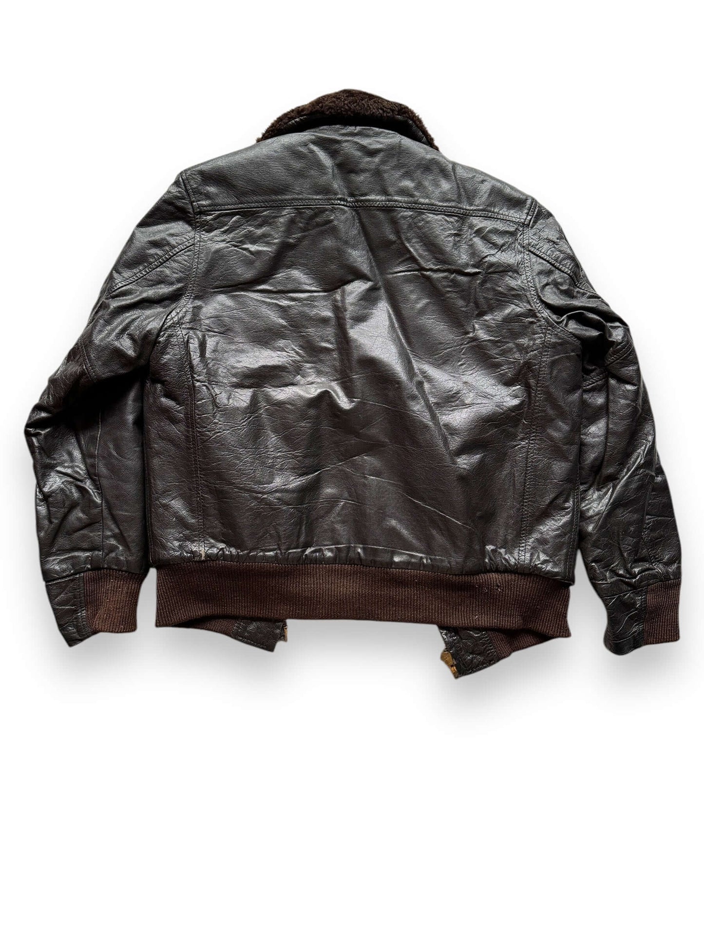 back of Vintage Unbranded G-1 Leather Jacket w/ Busted Zipper SZ 36