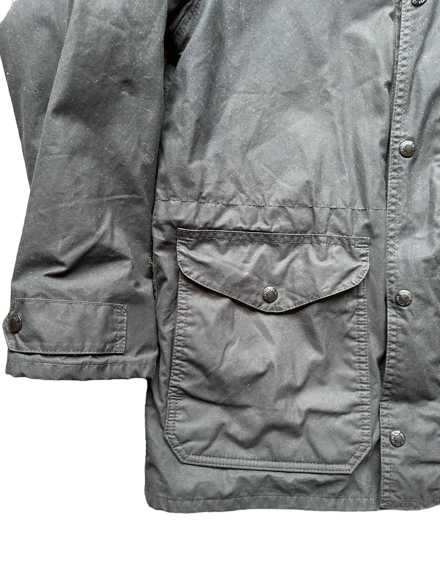 Lower Front Right Sleeve/Pocket View of Filson Weekender Jacket SZ M | Barn Owl Vintage Goods | Vintage Filson Workwear Seattle