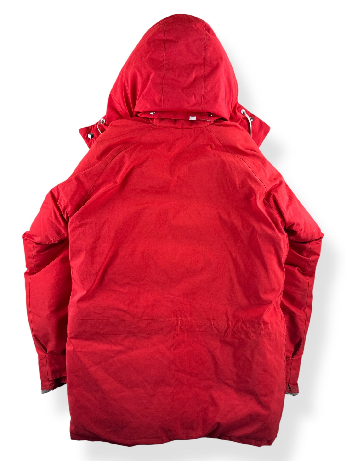 Back of Vintage Old Label REI Red Down Jacket with Hood SZ M