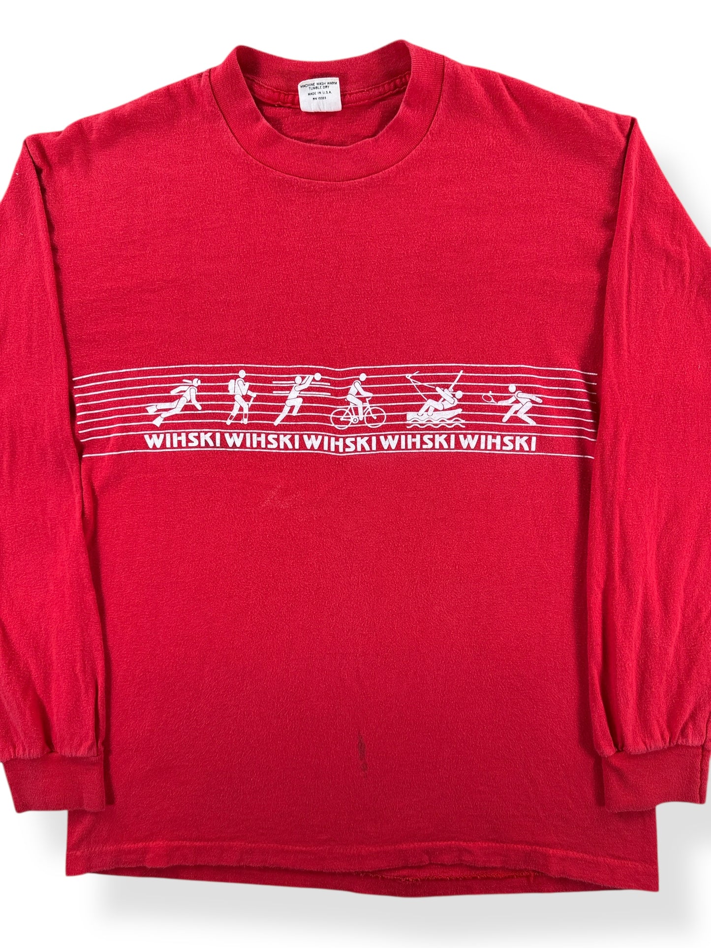 Front Close Up of Vintage Wihski Long Sleeve Tee SZ M