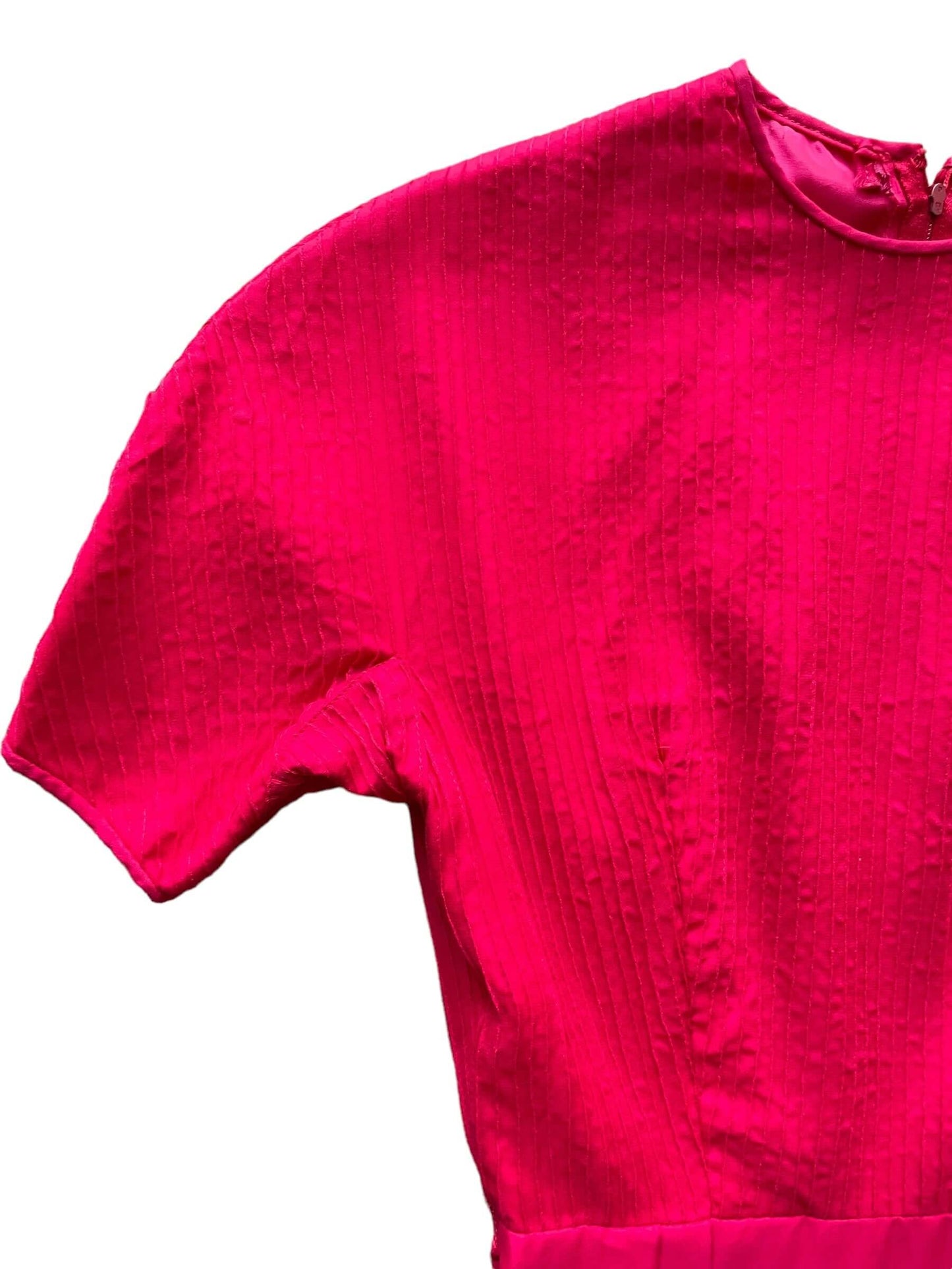 Front right shoulder view of 1960s Jean D'Arc Red Dress XXS
