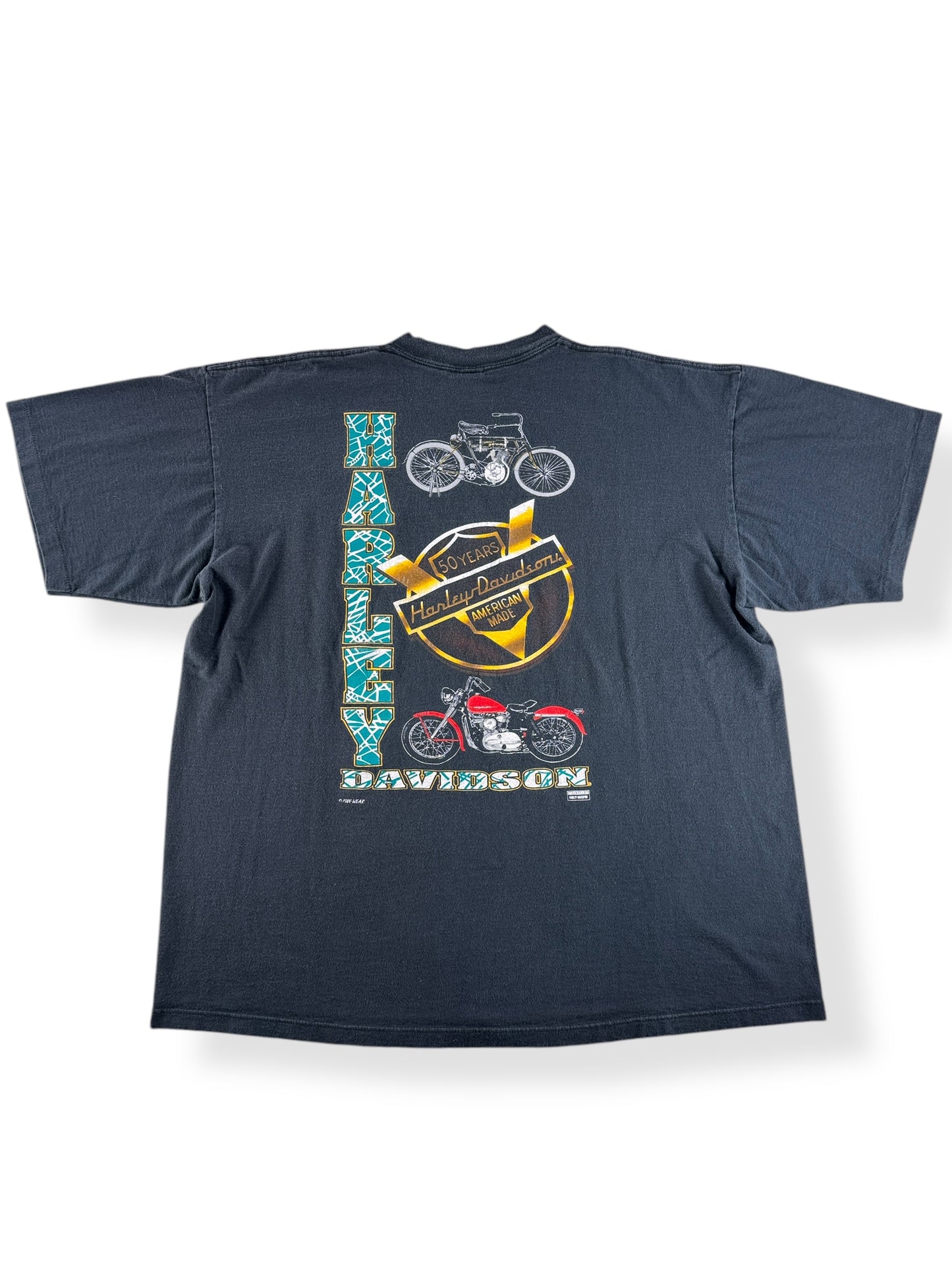 Back of Vintage 50th Anniversary Harley Pocket Tee SZ XL