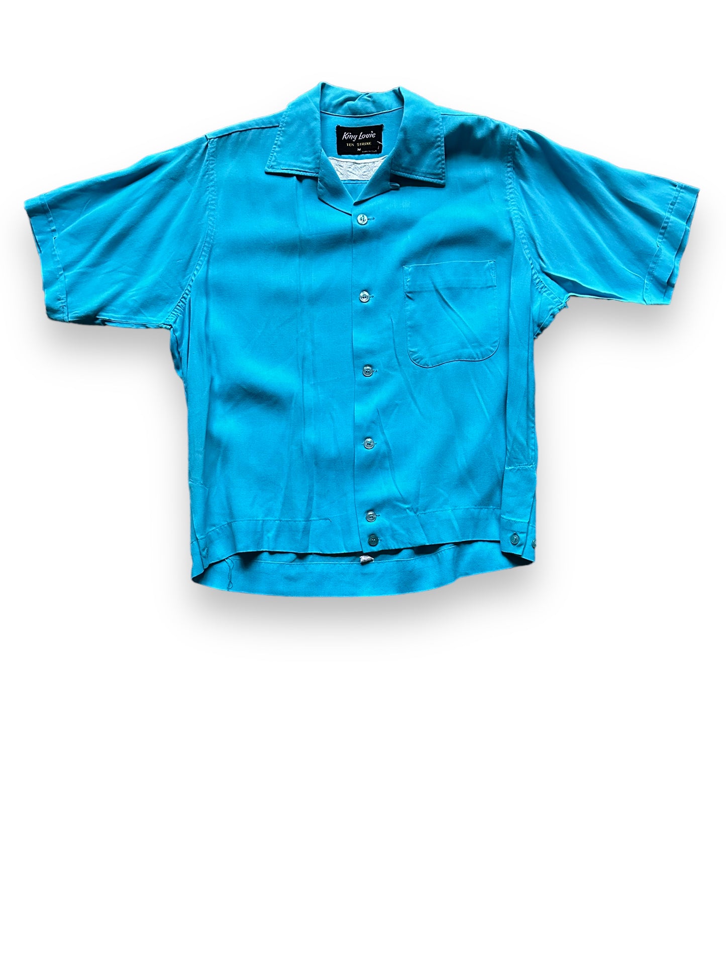 front of Vintage 745th Military Bowling Shirt SZ M | Vintage Bowling Shirt Seattle | Barn Owl Vintage Seattle