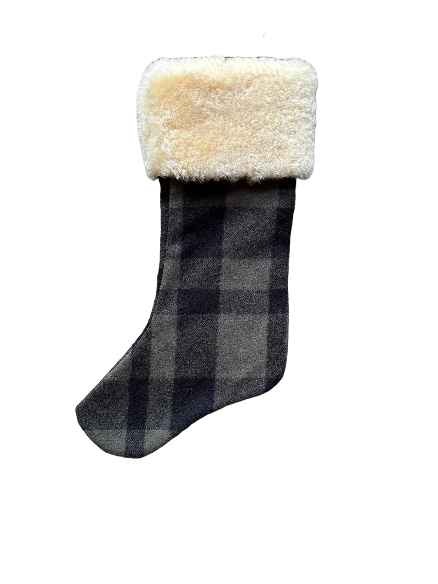 Rear View of Filson Forest Green Plaid Mackinaw Wool Christmas Stocking |  Barn Owl Vintage Goods | Vintage Filson Workwear Seattle