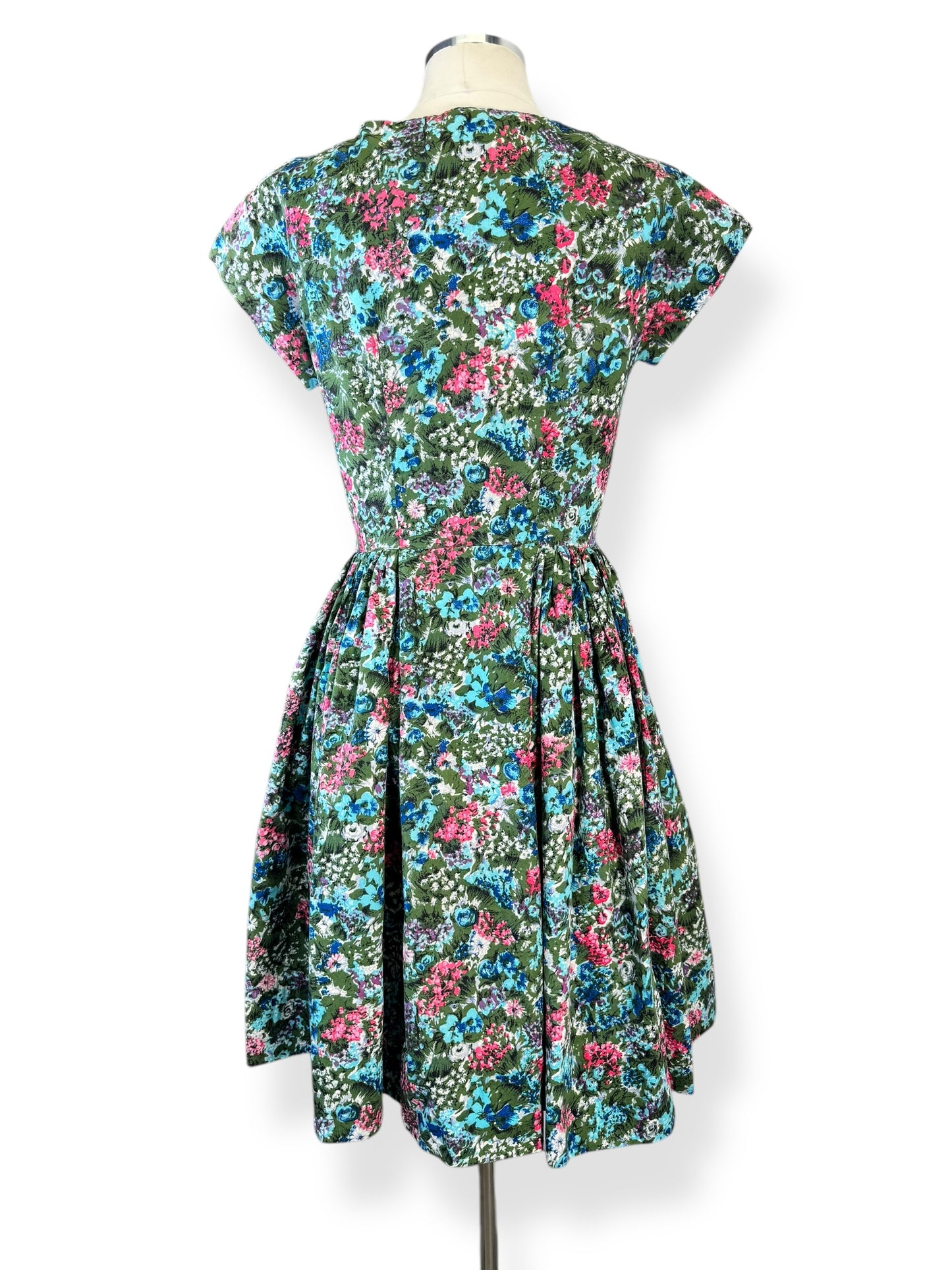 Back view of 1950s Cotton Floral Dress S