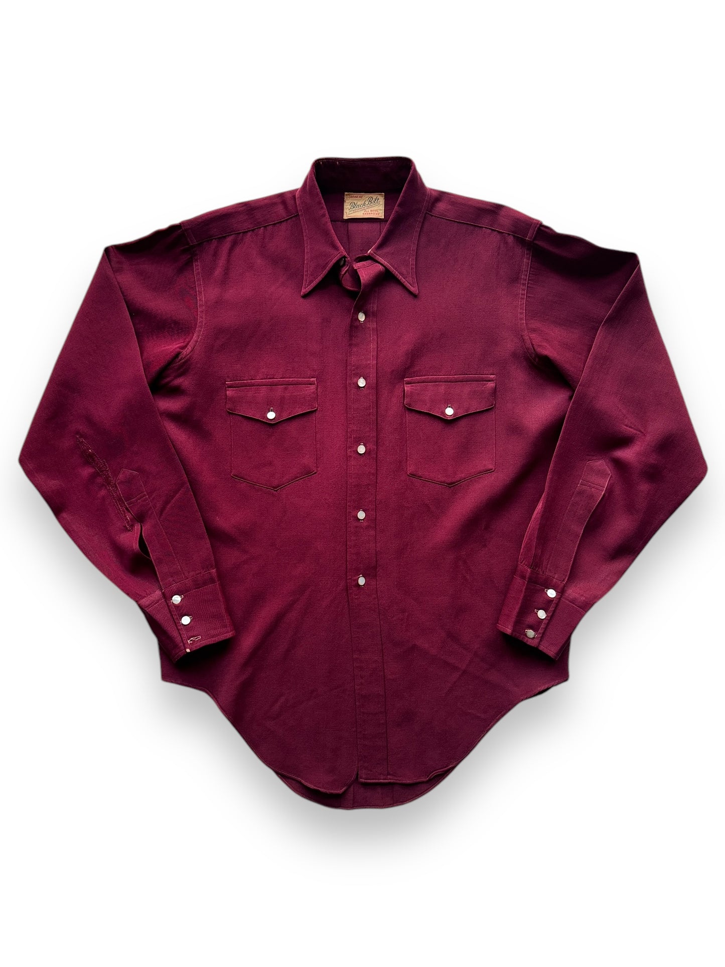 front of Vintage Lorraine Black Bilt Gabardine Western Shirt SZ XL