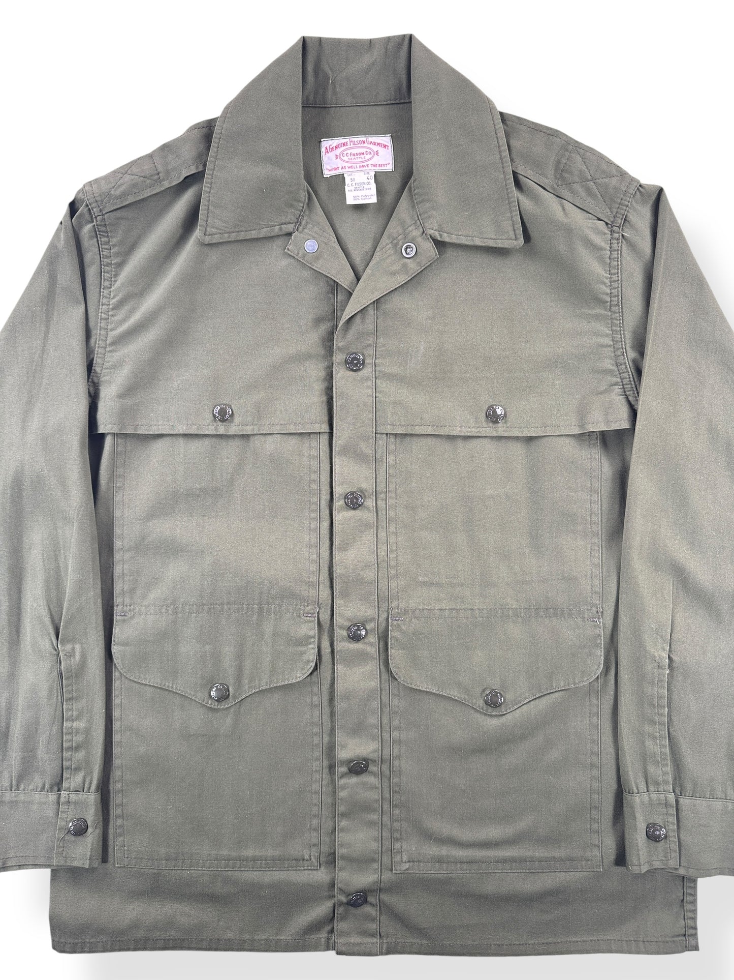 Front Close Up of Vintage Filson Hunting Cruiser Jacket SZ 40