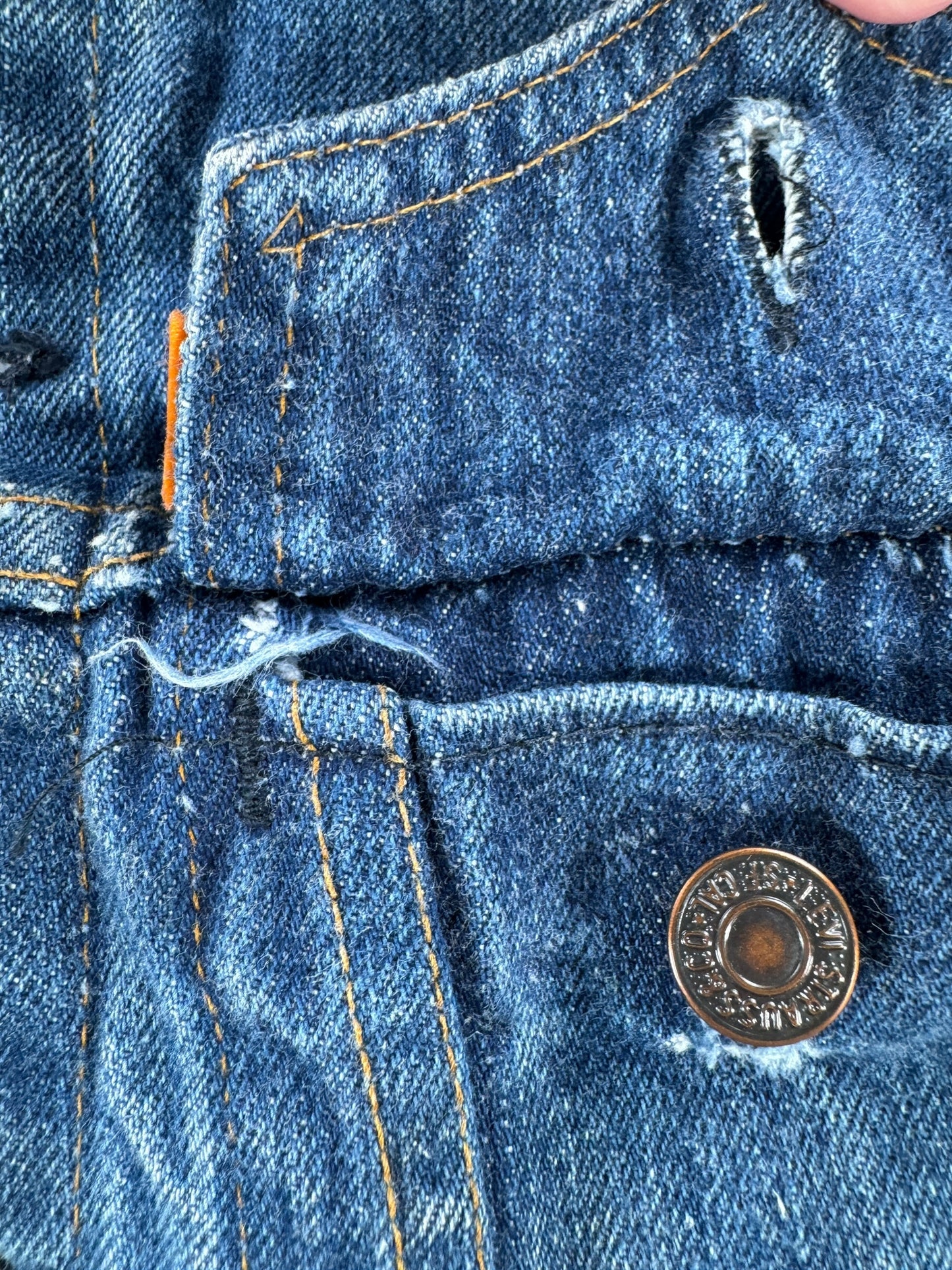Underside of Pocket on Vintage Levis Orange Tab Trucker Jacket SZ XS