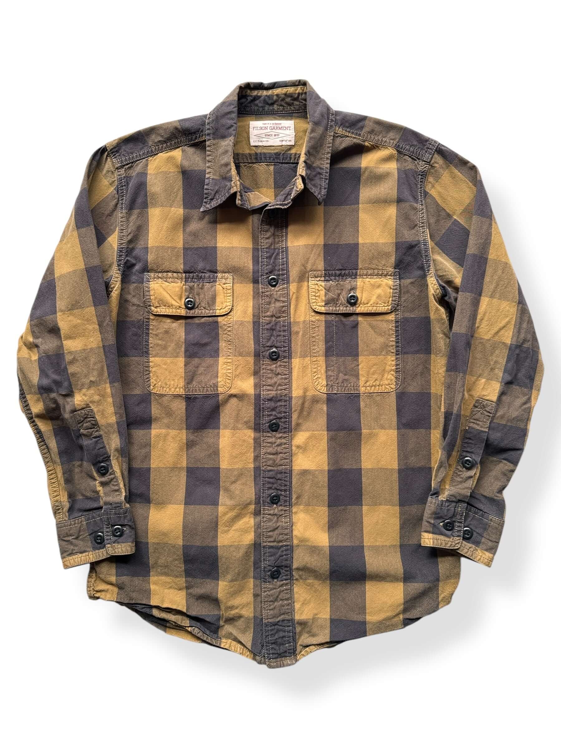 Front of Modern Filson Brown Black Plaid Button Up SZ M
