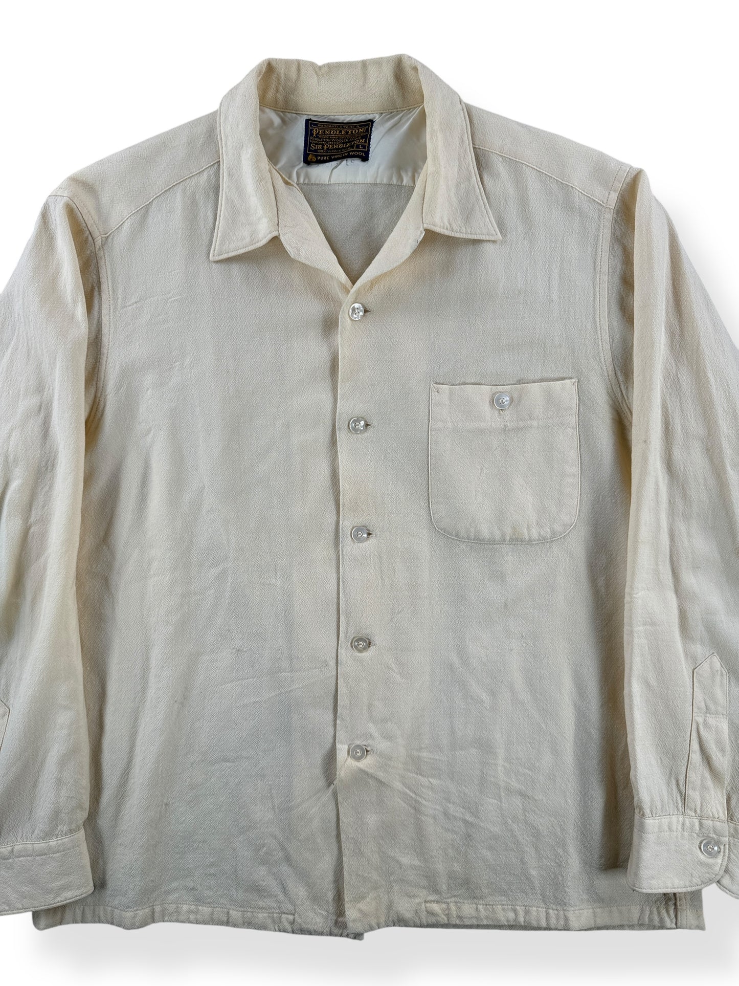 Front Close Up of Vintage 50s/60s Sir Pendleton Loop Collar Shirt SZ L