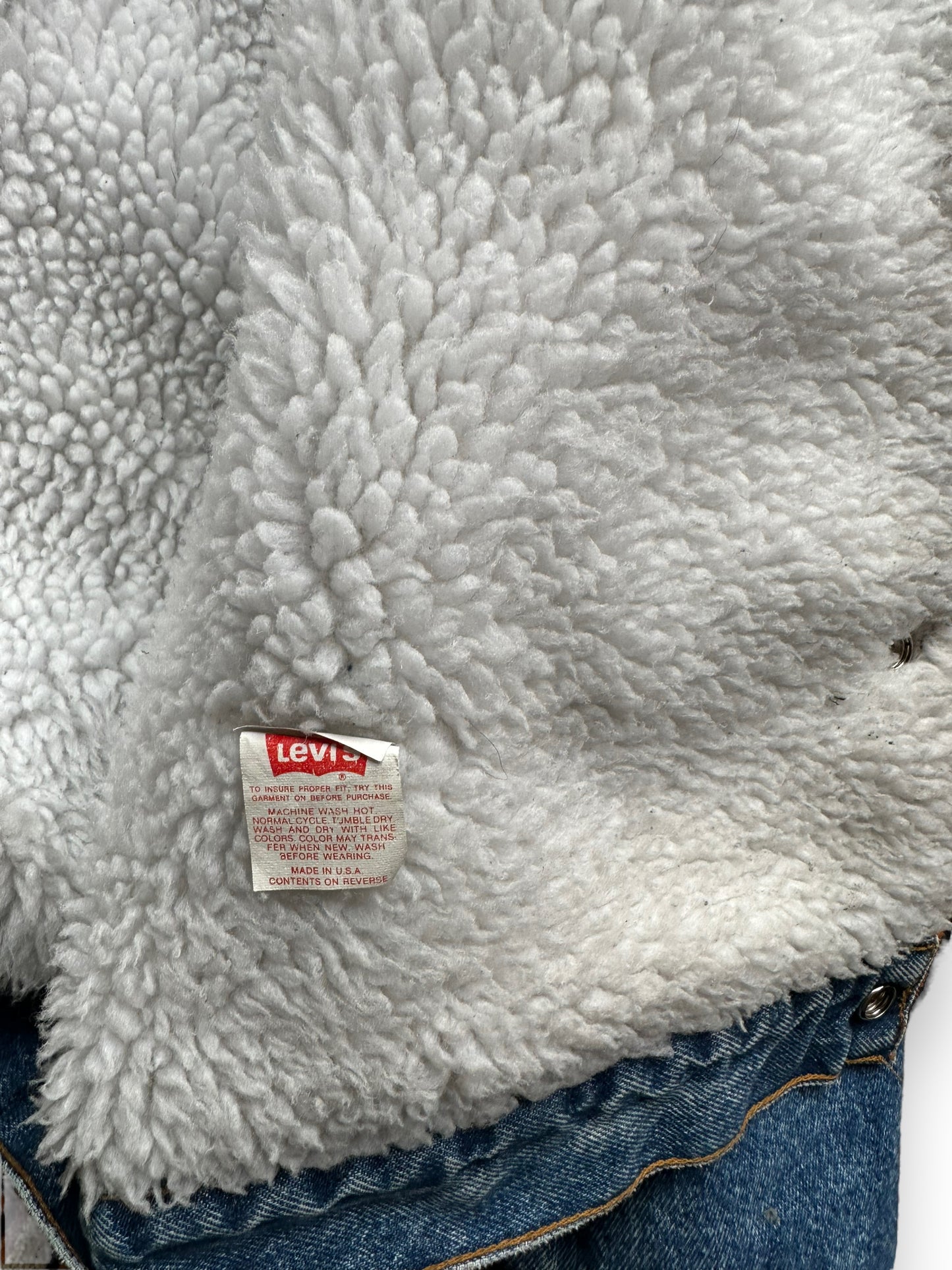 Levis Tag View of Vintage Levis Sherpa Type III Denim Jacket SZ XL | Vintage Denim Workwear Seattle | Barn Owl Seattle