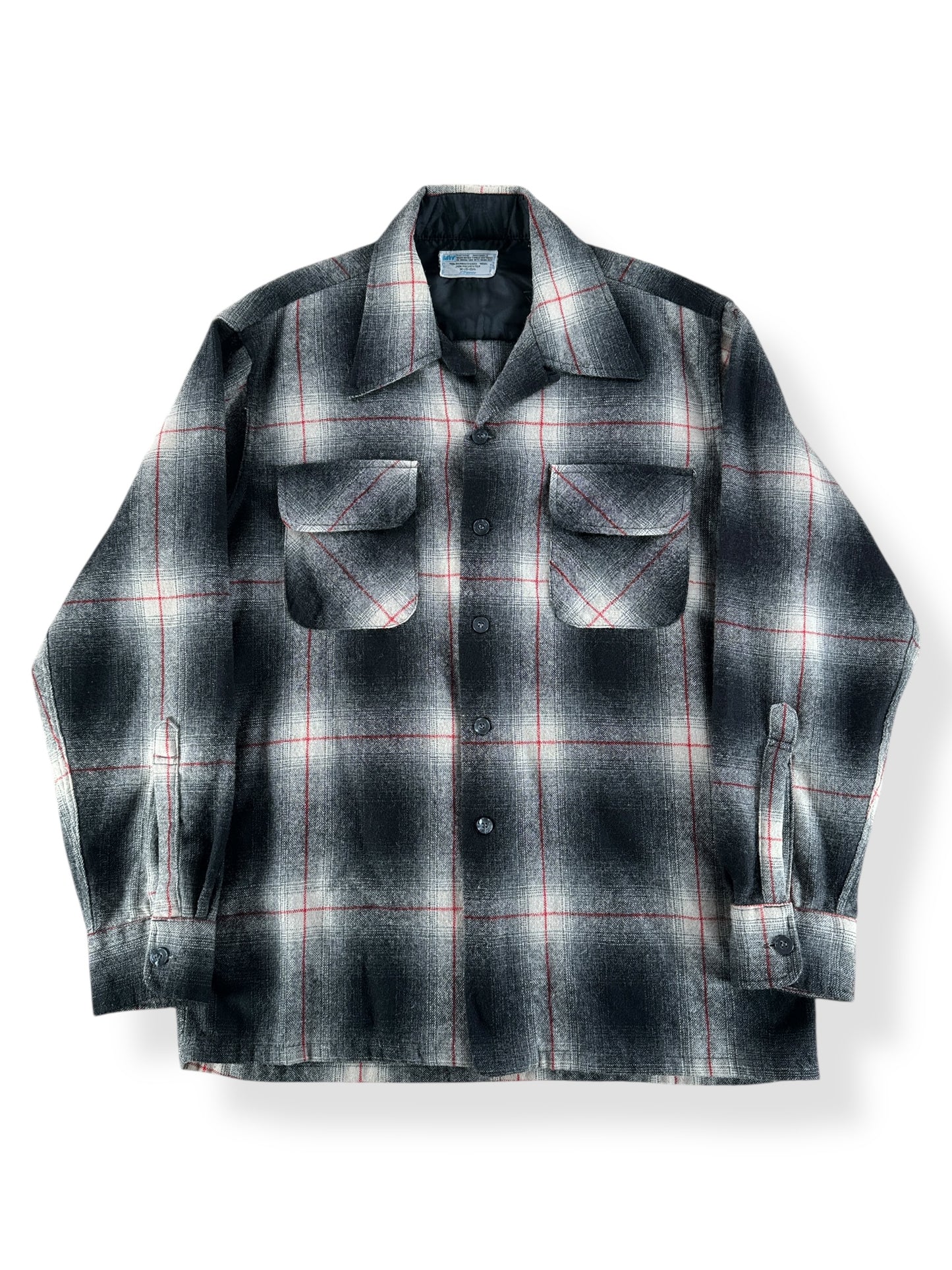 Front of Vintage Penney's Wool Blend Shadow Plaid Flannel SZ M