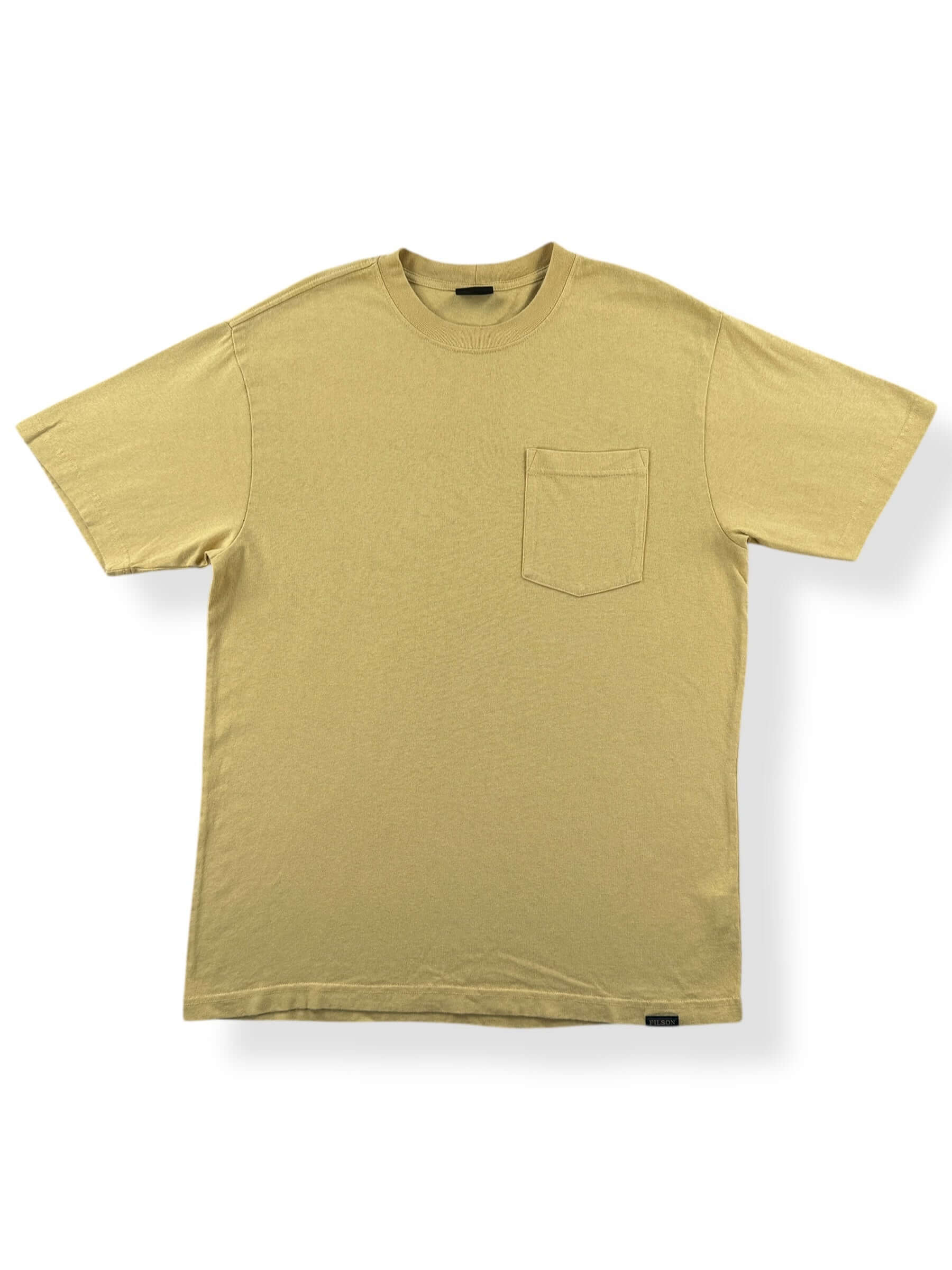 Front of Filson Frontier Dun Yellow Pocket Tee SZ M