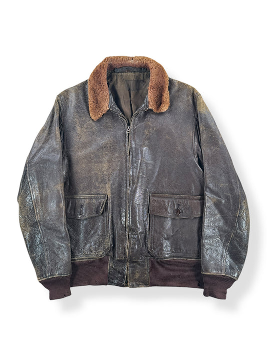 Front of Vintage USN G-1 Leather Jacket SZ L