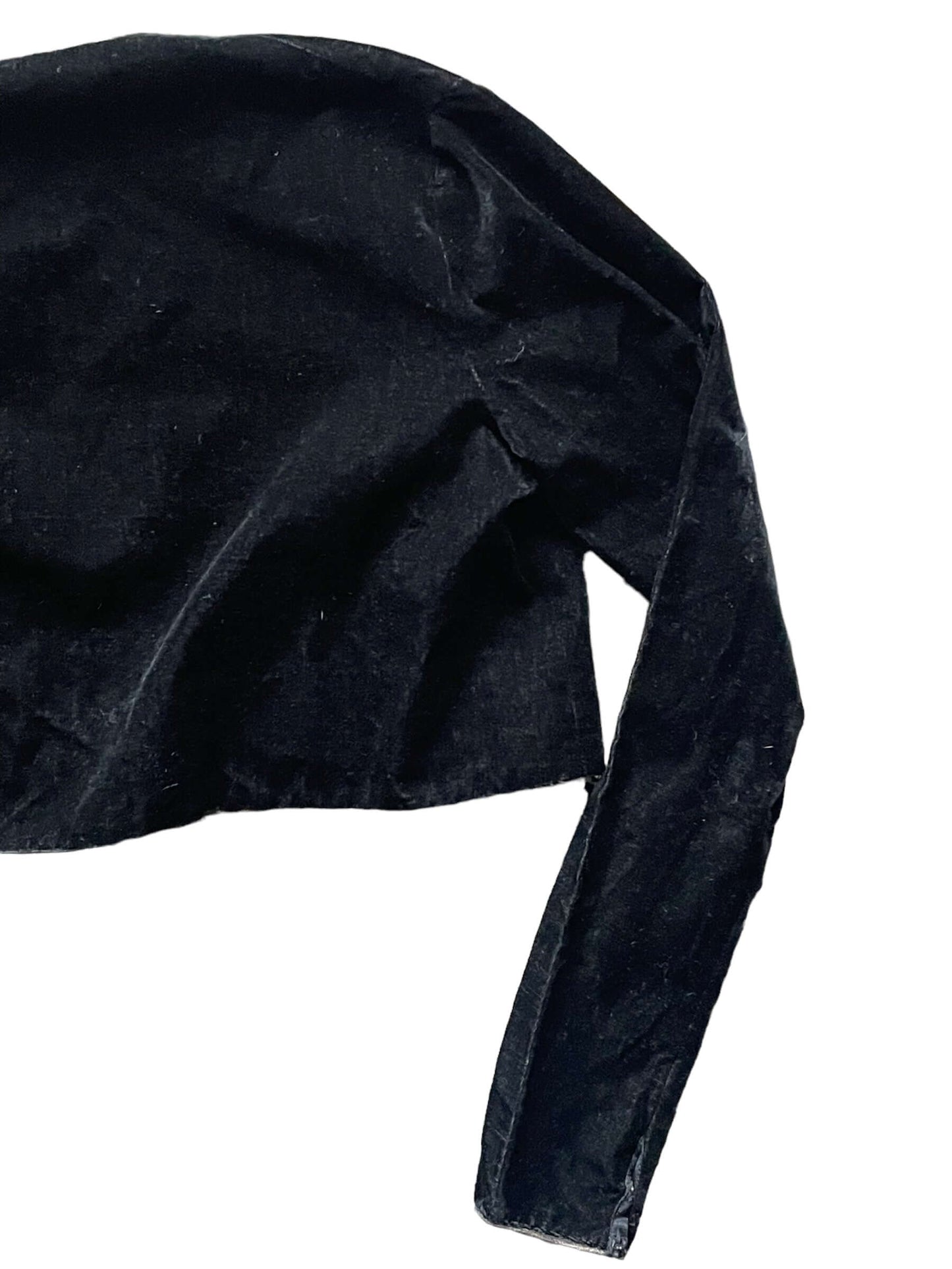 Back right side view of Vintage 1940s-50s Black Velvet Cropped Jacket | Vintage Ladies Clothing | Barn Owl True Vintage