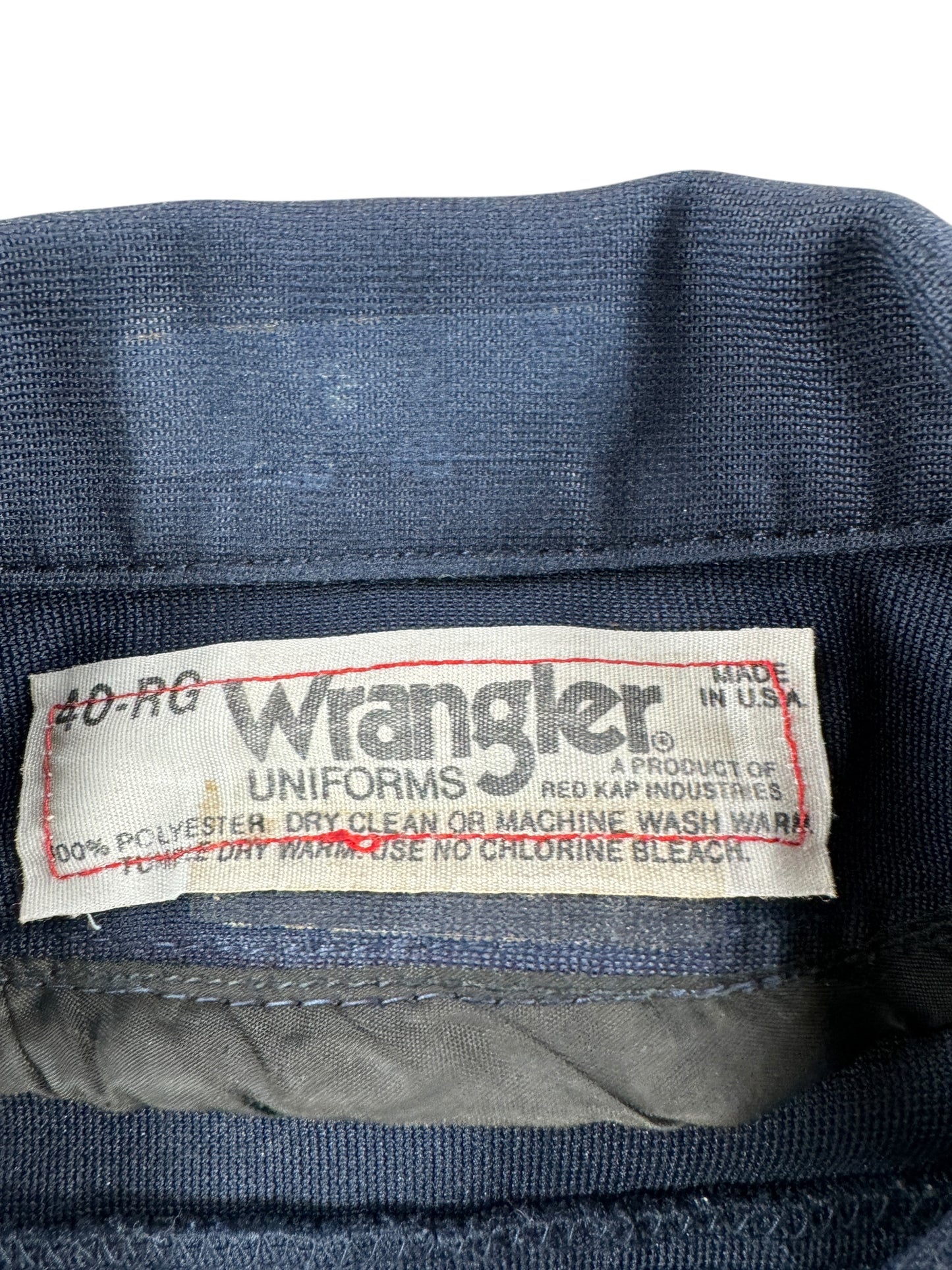 Tag on Vintage Blue Wrangler Gas Station Jacket SZ 40