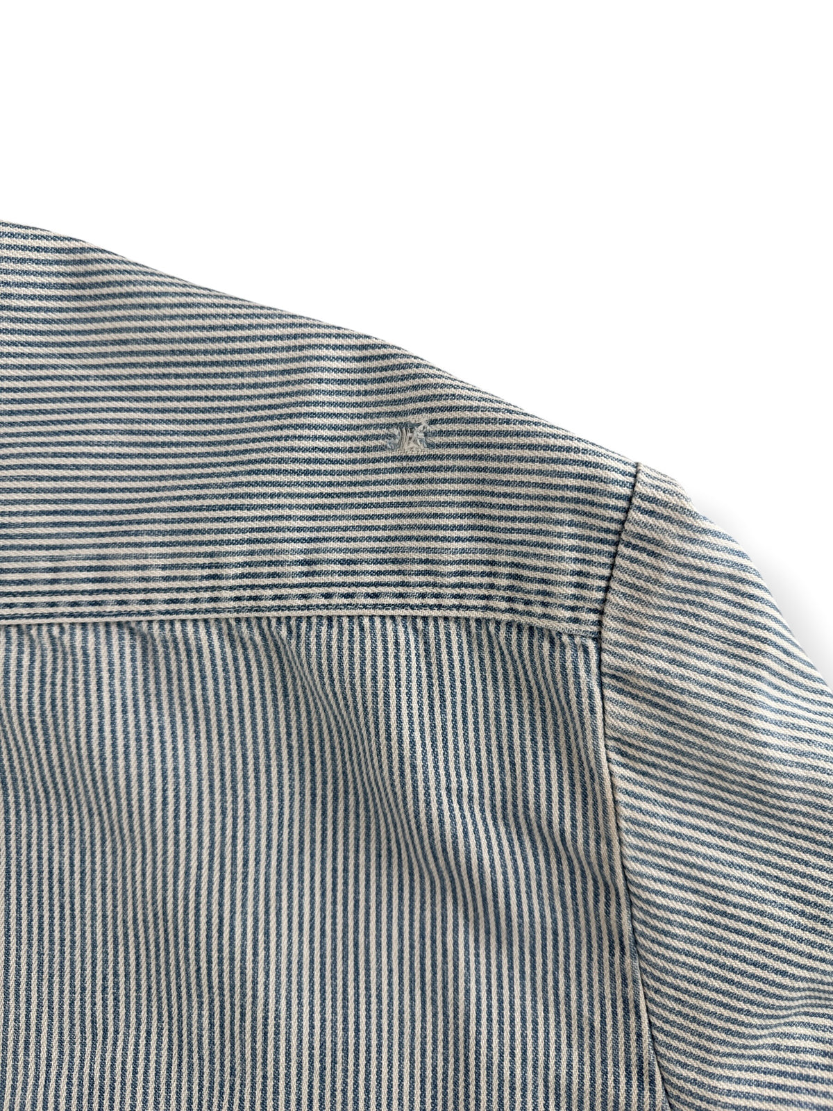 Hole on back shoulder of Vintage Five Brother Hickory Striped Quarter Zip Shirt SZ XL