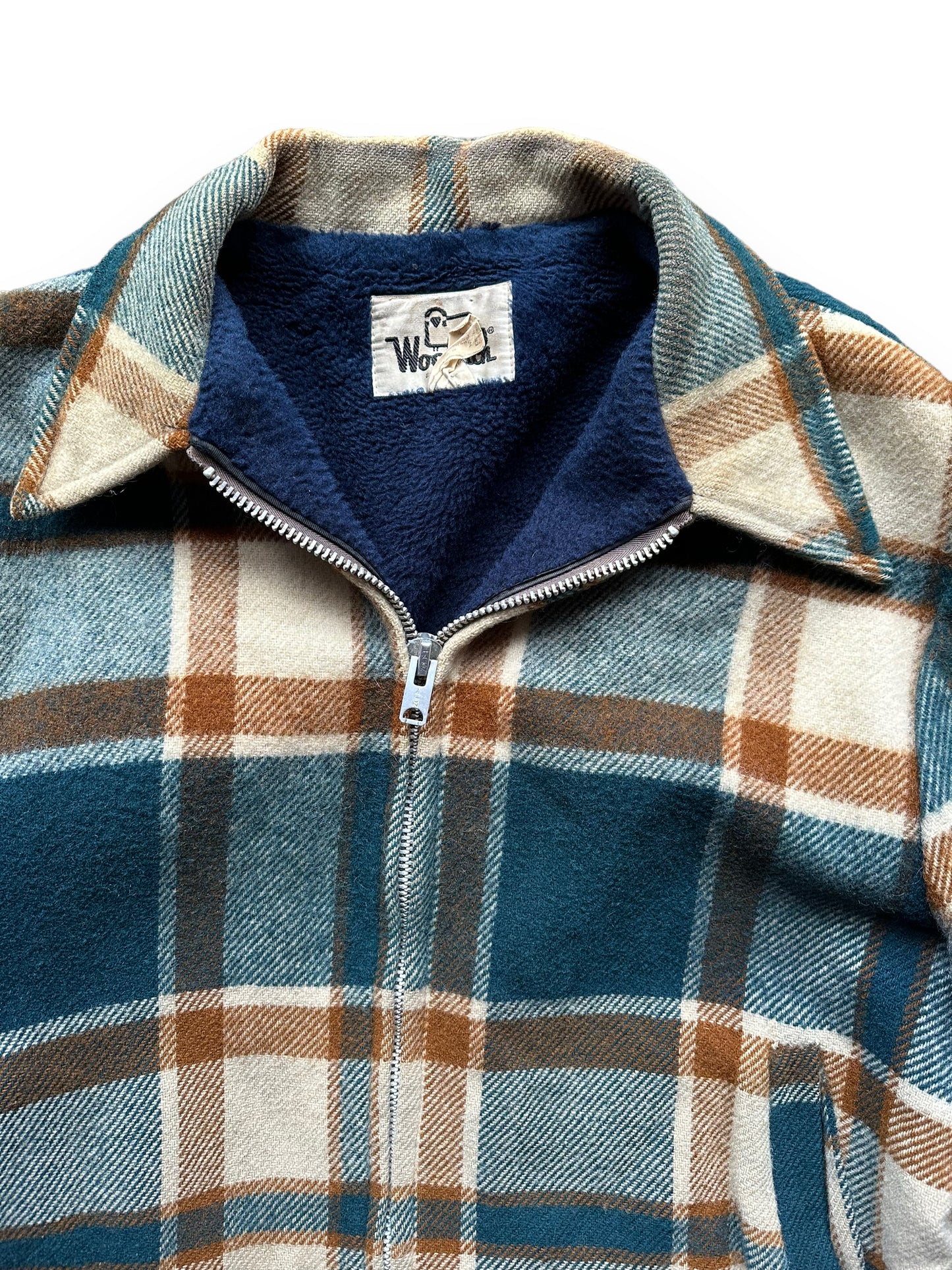Upper Front View of Vintage Lined Woolrich Wool Jacket SZ XL | Vintage Woolrich Jacket Seattle | Seattle Vintage Clothing