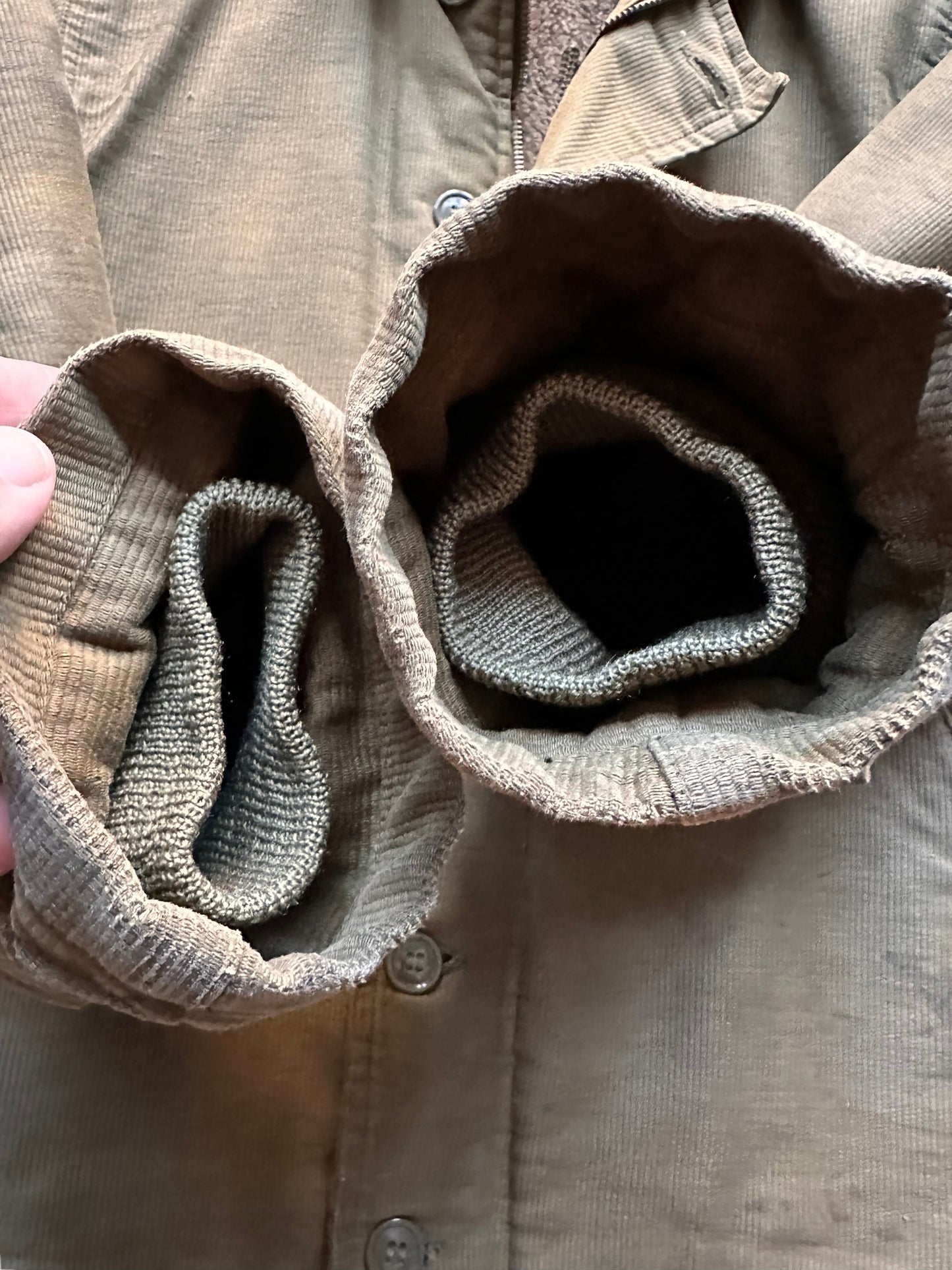Cuffs on Vintage Pique Cloth WWII N-1 Deck Jacket SZ 36 | Vintage Military N1 Deck Jacket Seattle | Barn Owl Vintage Seattle