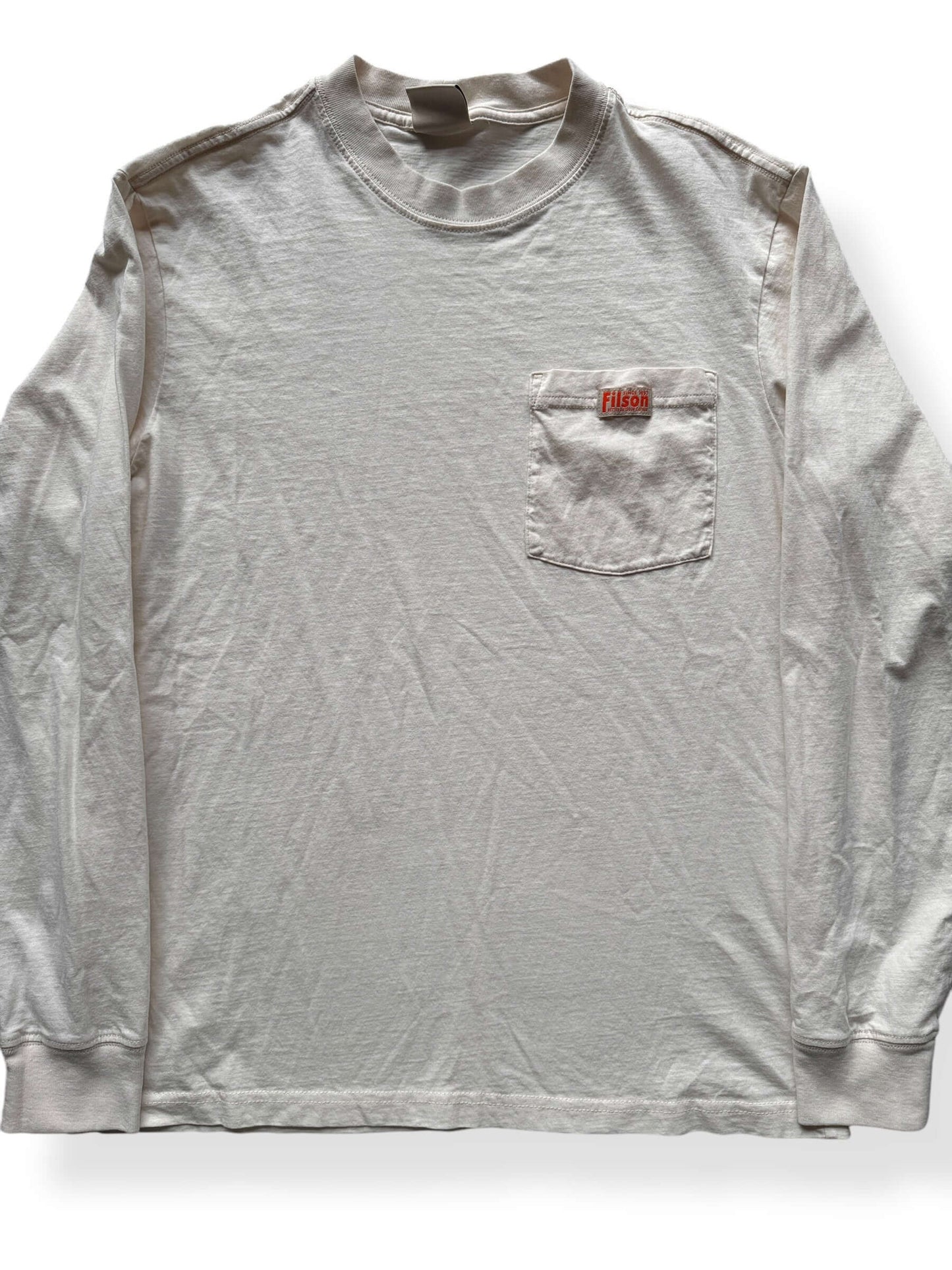 Front Close Up of Filson Ranger Solid One Pocket Long Sleeve Tee SZ M