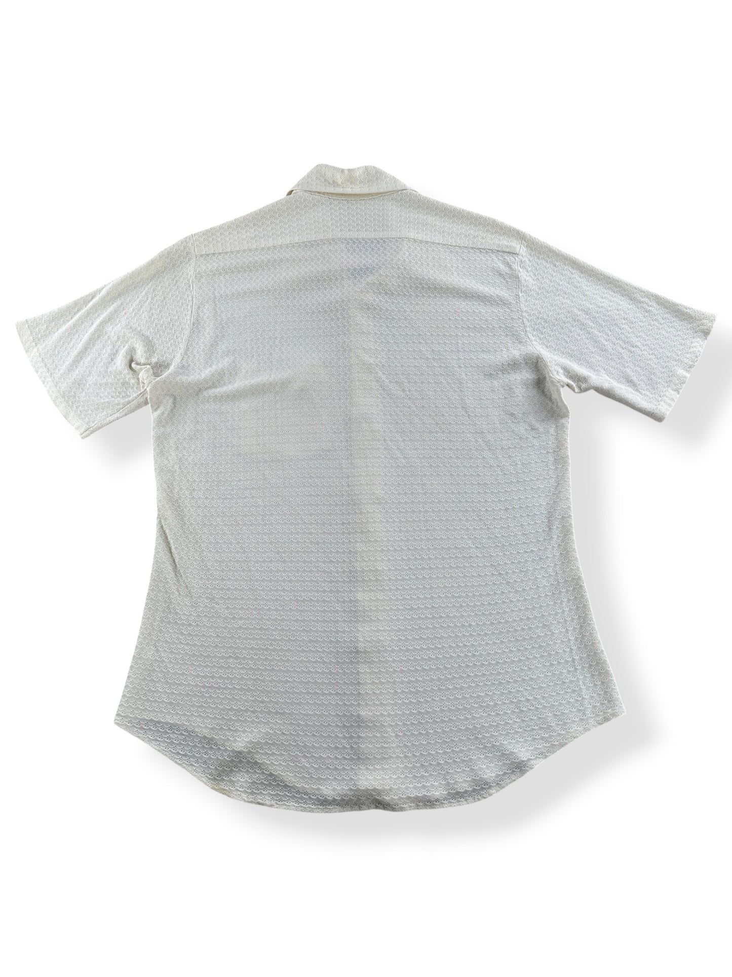 Back of Vintage White Knit Shirt SZ 15 1/2