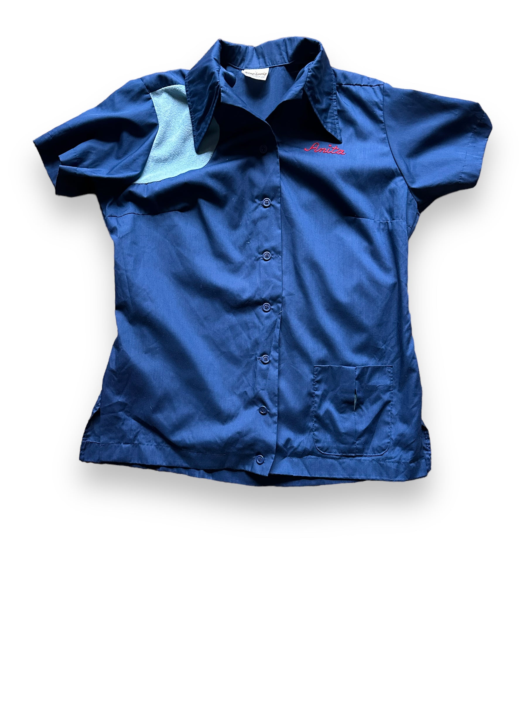 front of Vintage 1st Baptist Aladdin Plating Ladies Bowling Shirt SZ 36 | Vintage Bowling Shirt Seattle | Barn Owl Vintage Seattle
