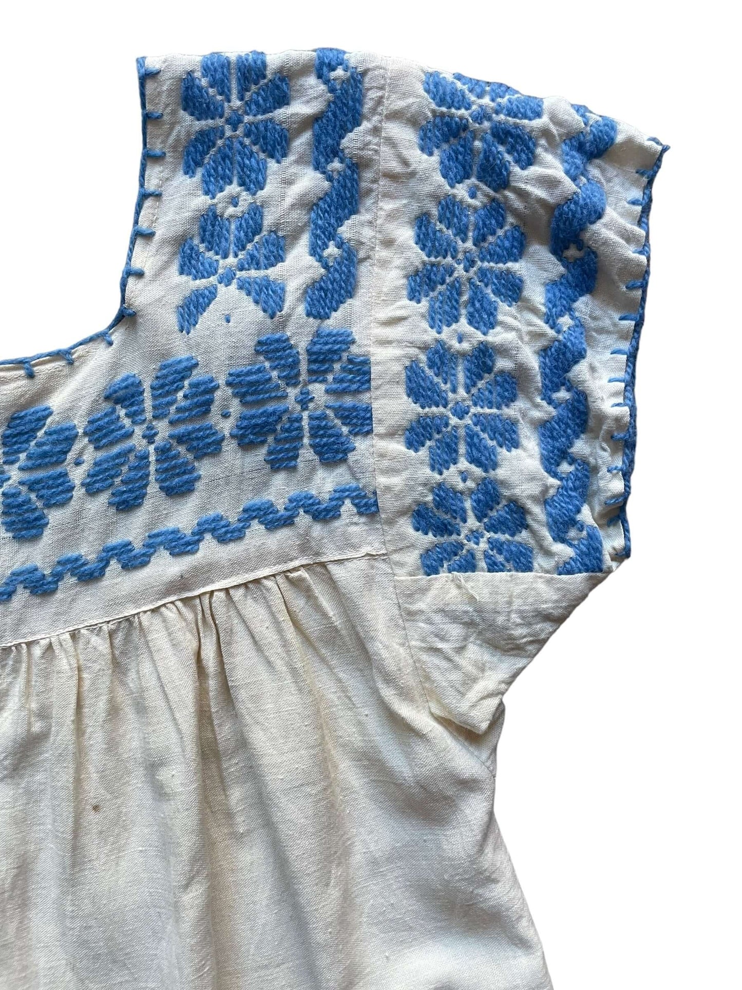 Front left shoulder view of Vintage Embroidered Peasant Top M