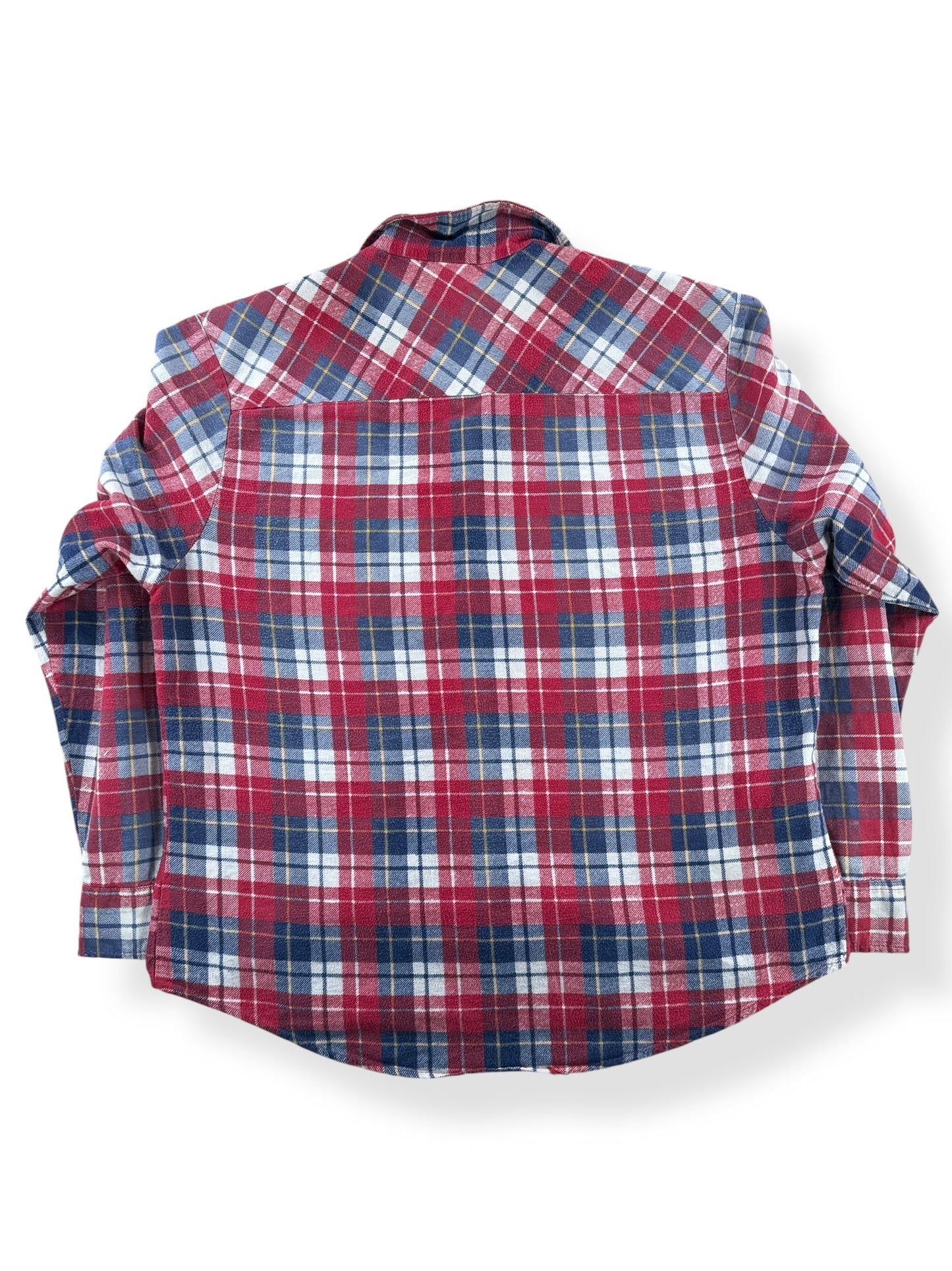 Back of Vintage Dolphin Brand Printed Flannel SZ L