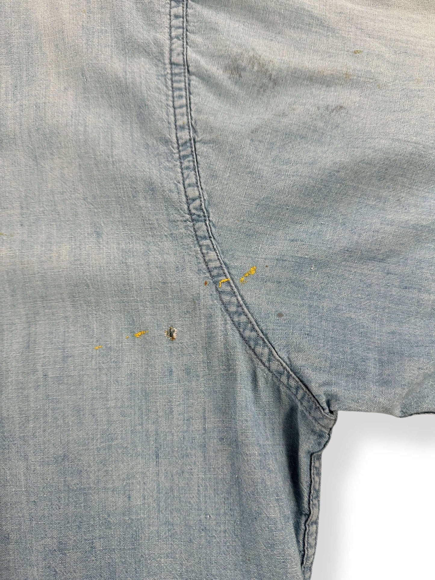 Holes on Vintage Stenciled Military Chambray Shirt SZ L