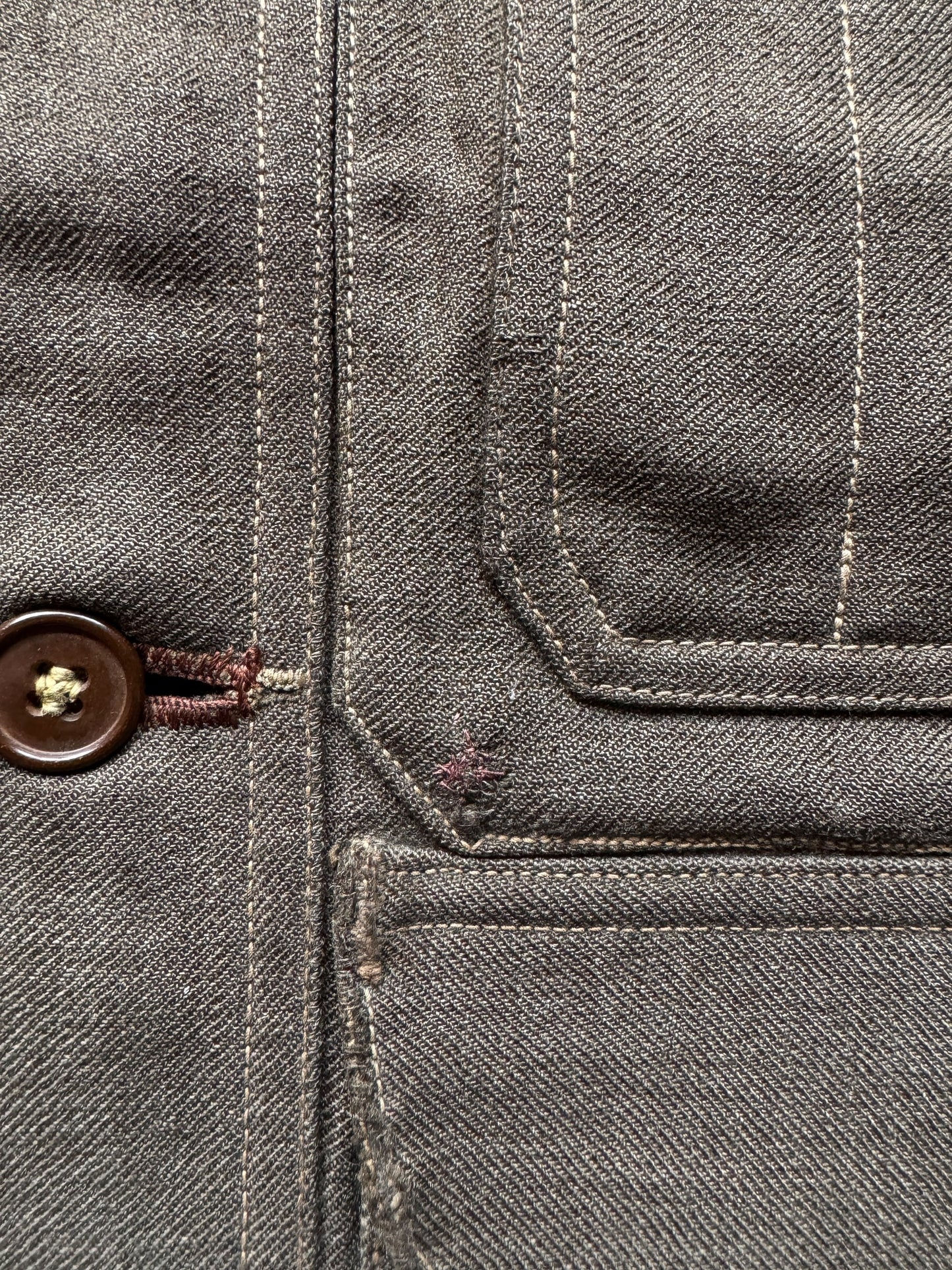 repair on pocket on Vintage No Tag Filson Union Made Whipcord Cruiser SZ 44