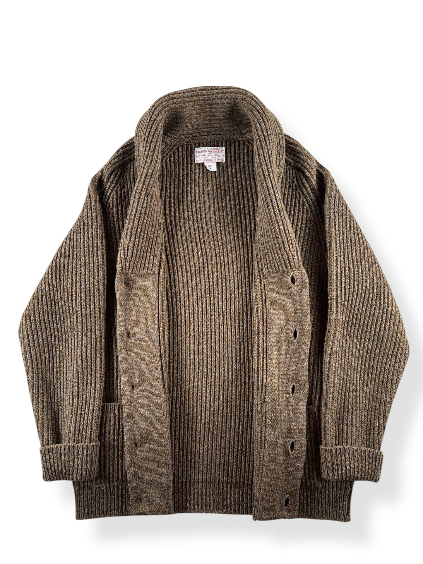Inside of Modern Filson Bristol Wool Cardigan SZ S
