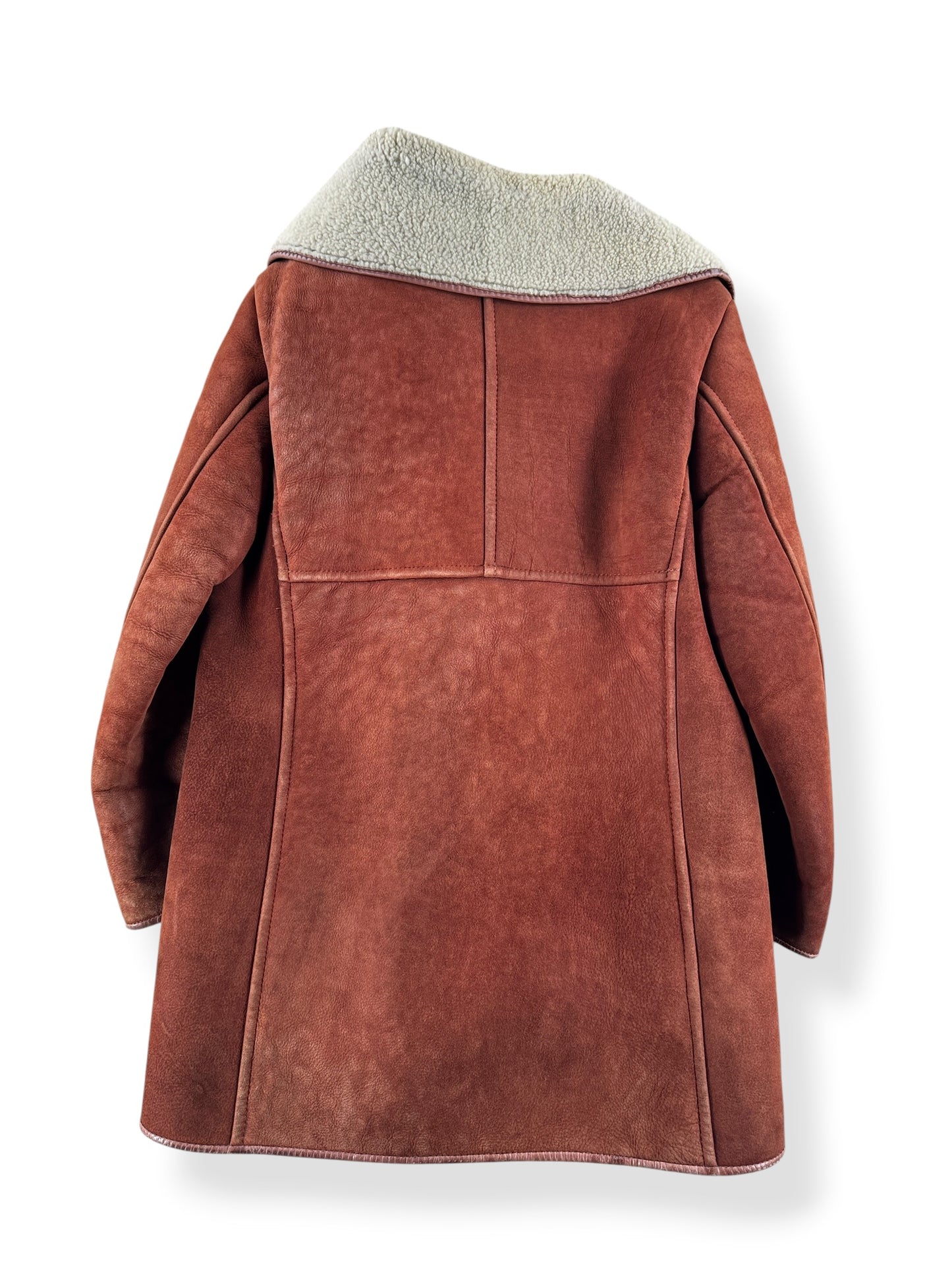 Back of Vintage Antartex Lambskin Suede Sherpa Lined Coat SZ M
