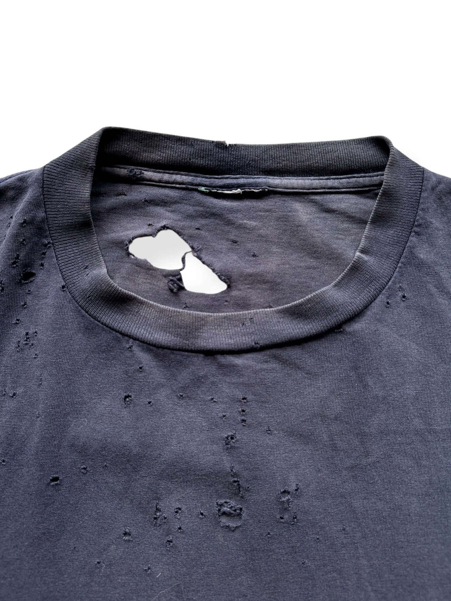 Collar on Thrashed Black Blank Tee SZ XL
