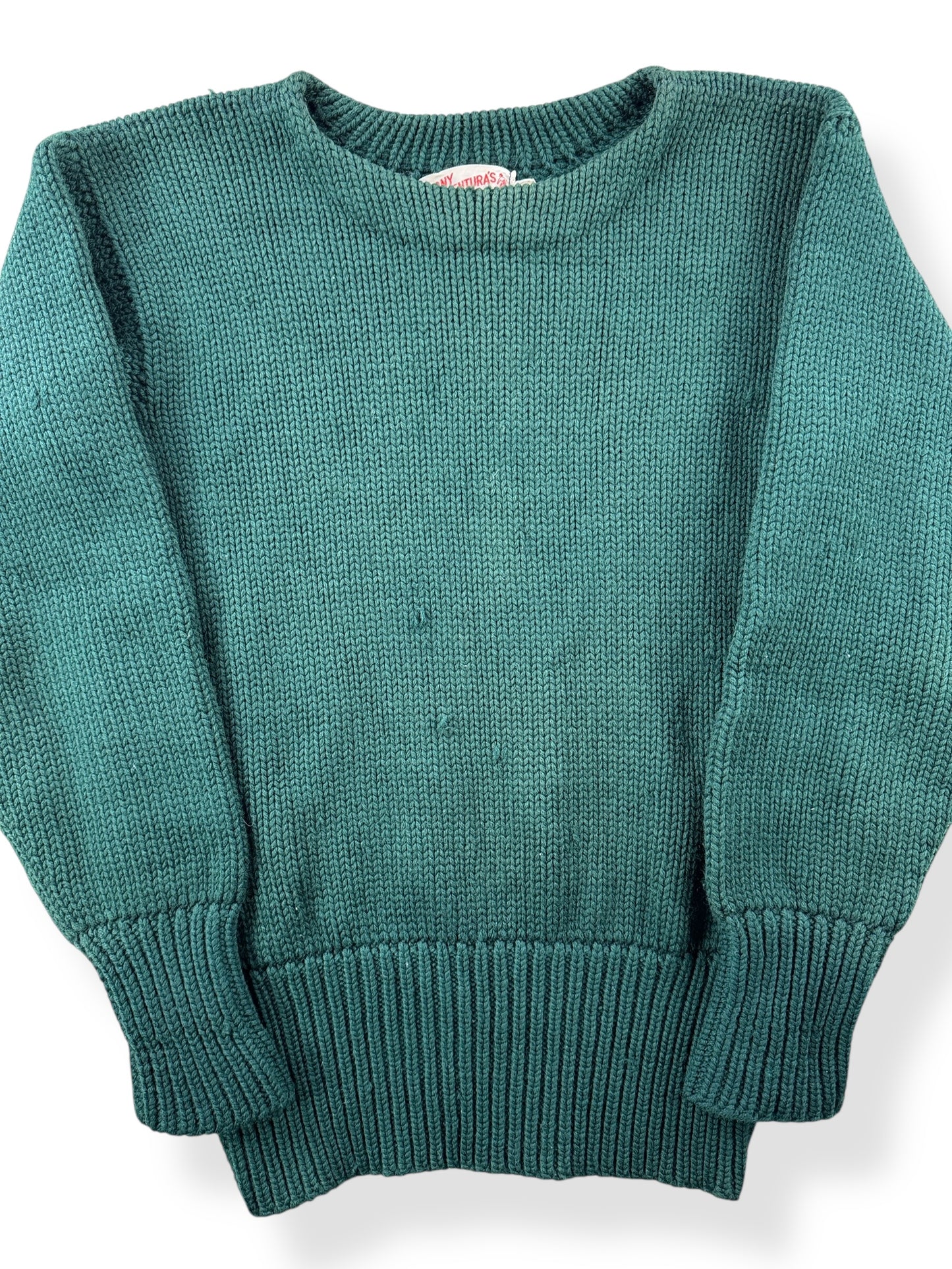 Front Close Up of Vintage Tony Ventura's Sporting Goods Knit Sweater SZ M