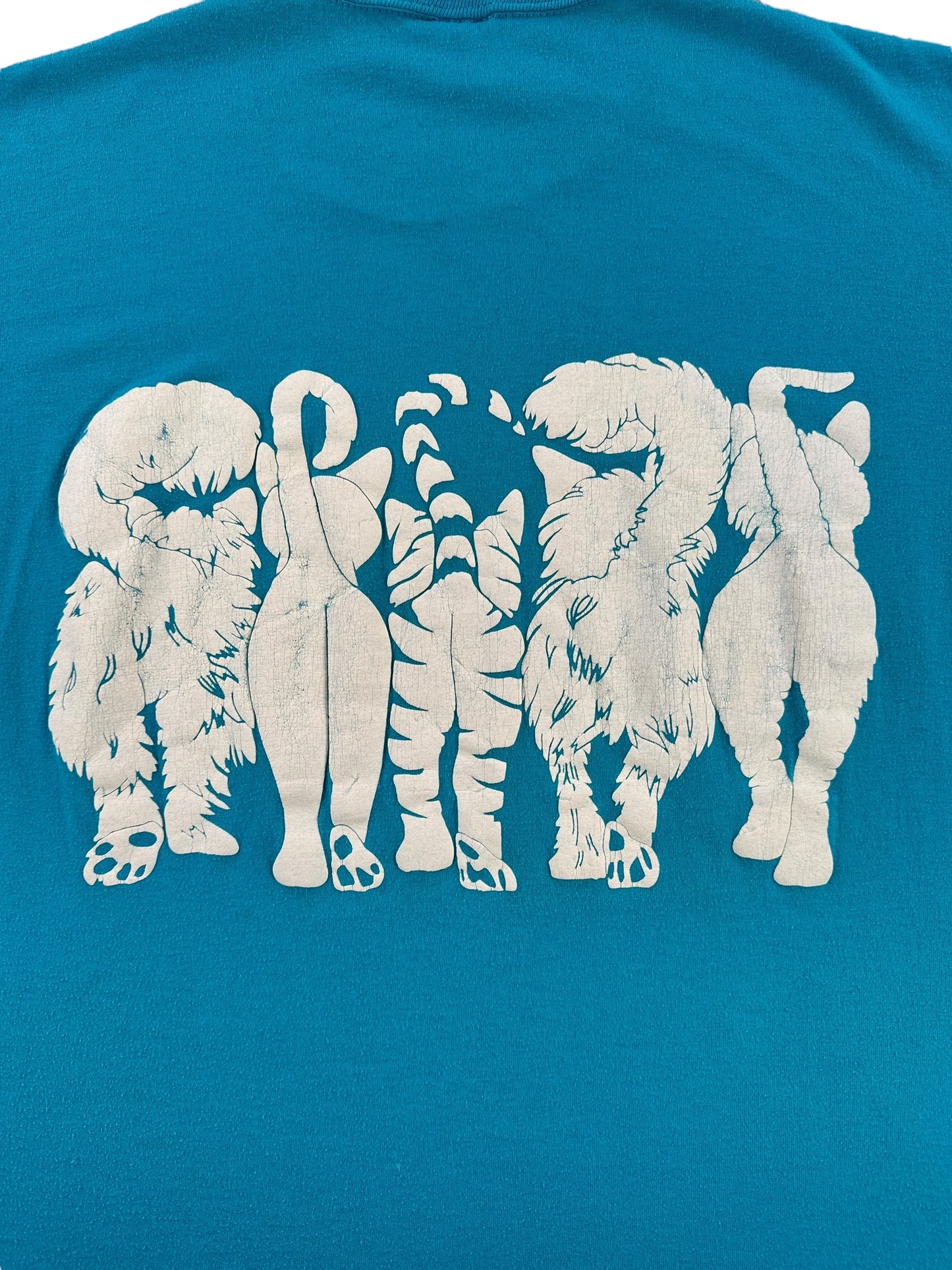 Back Graphic of Vintage Two Sided Cat Tee SZ XL