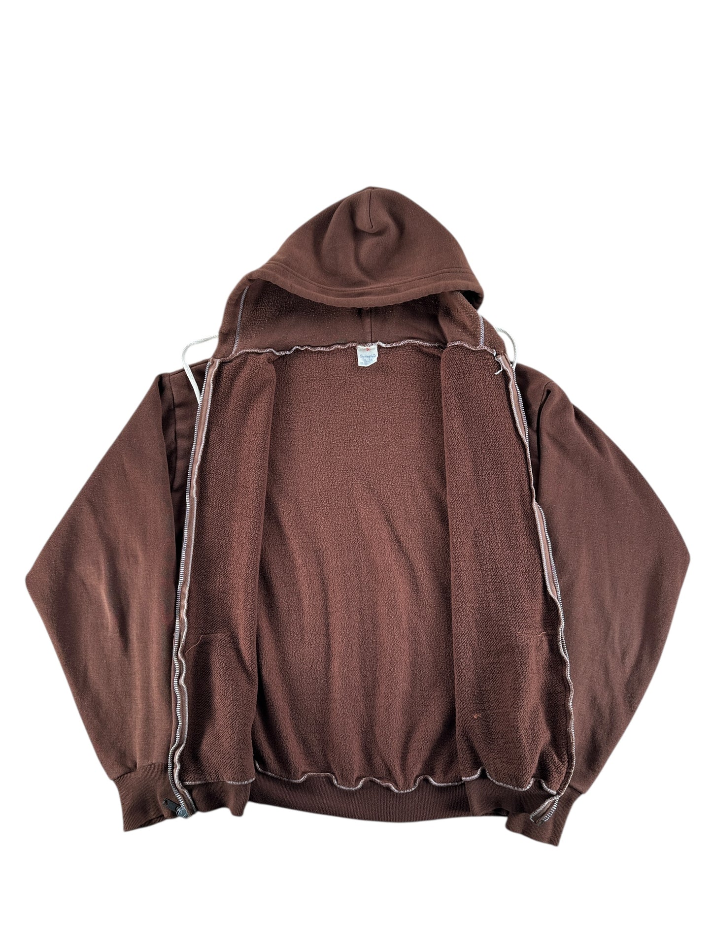 Inside of Vintage Brown Zip Up Hoodie SZ L