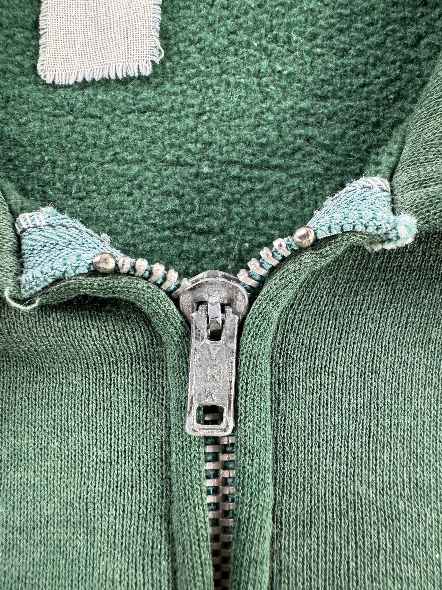 Zipper on Vintage Green Shit Zip Up Sweatshirt SZ M